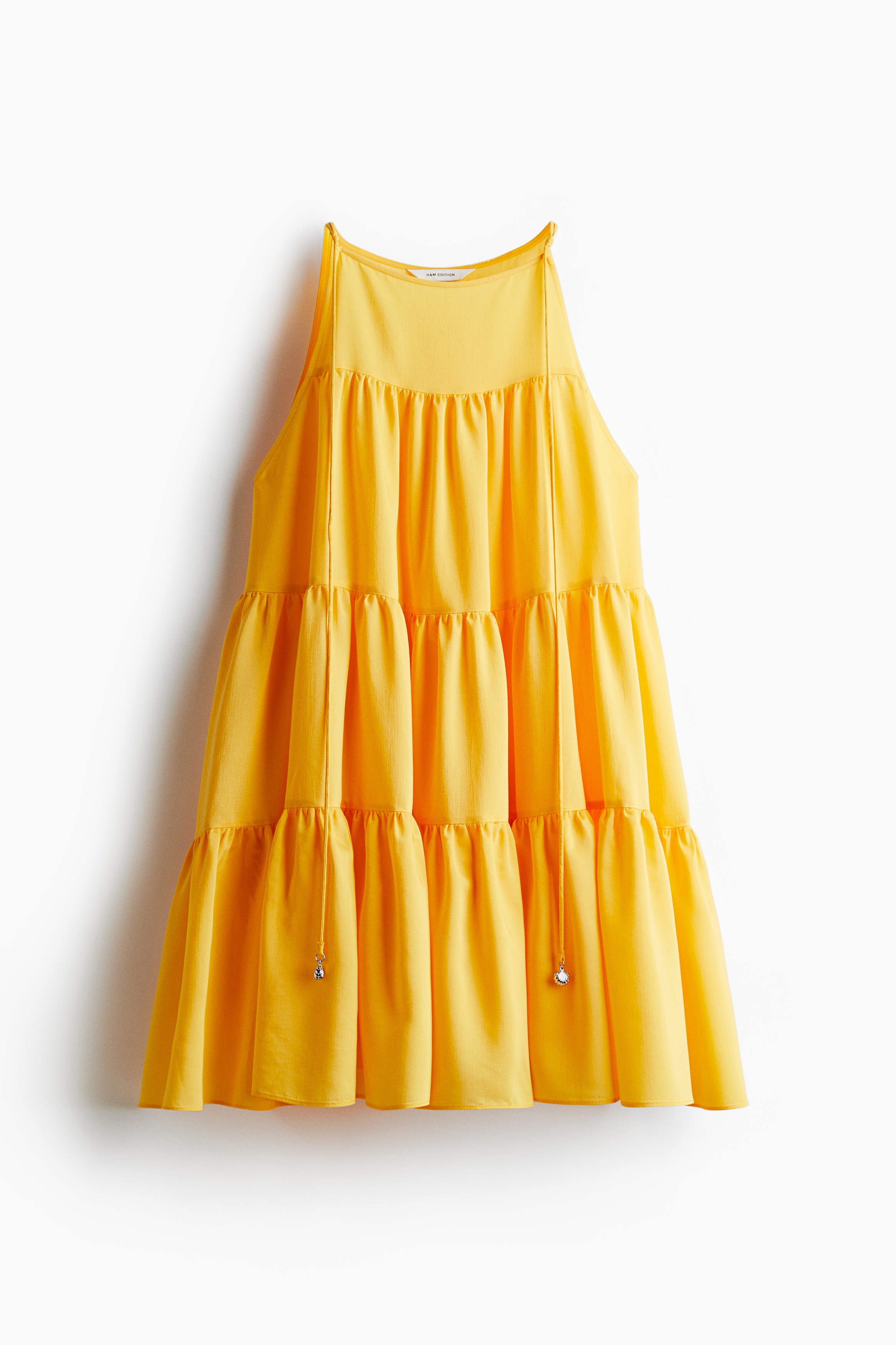 Kjole i etager med A-facon - Gul/Klar rød