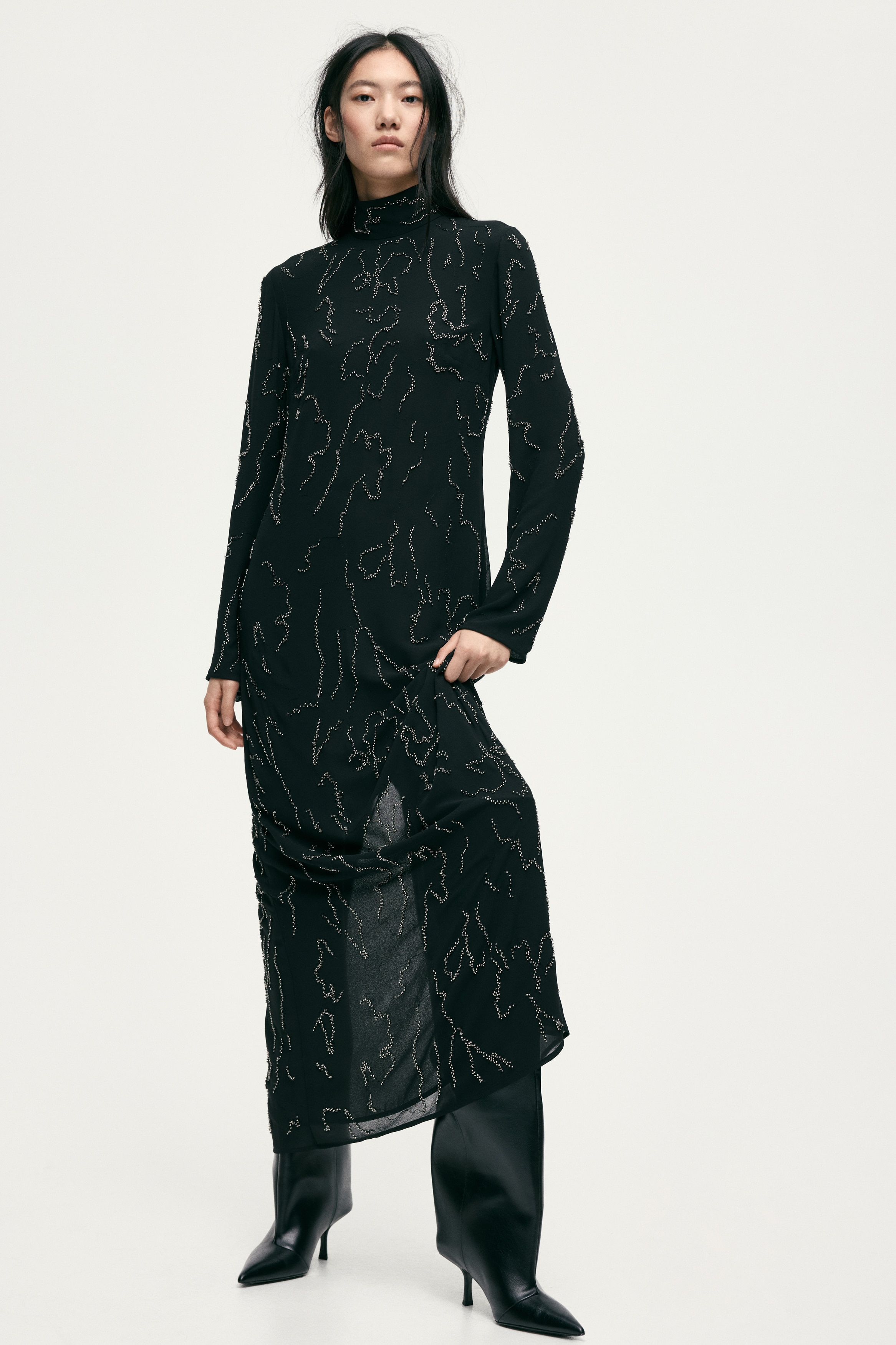 chinese dress ladies Maison Margiela // X H&M Black Silk Asymmetrical Belted Dress  VSP  Consignment