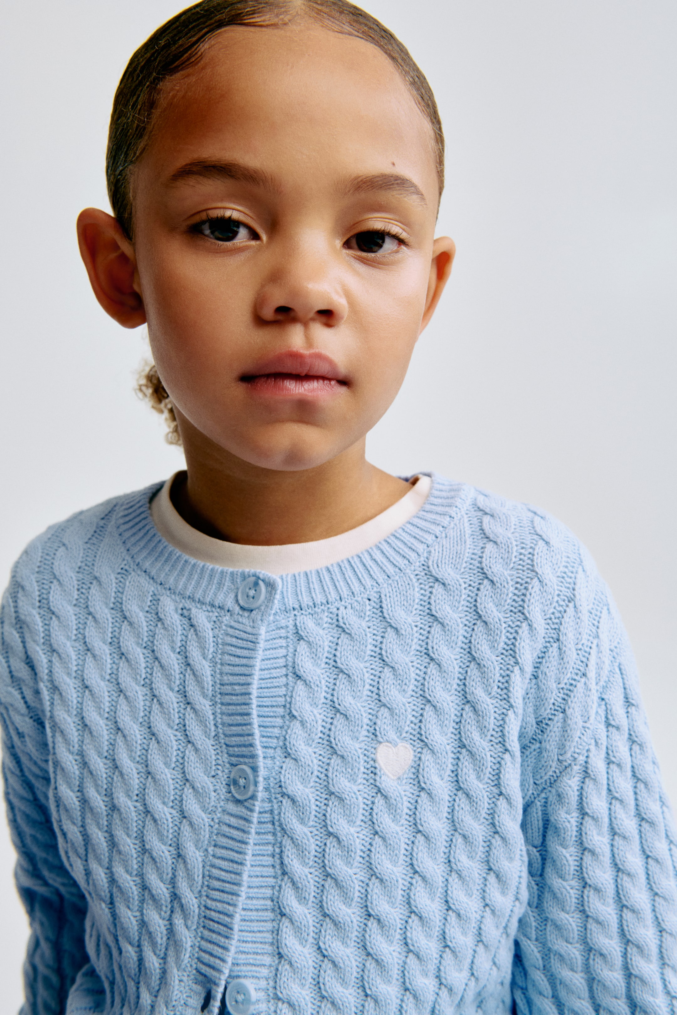 View larger image: Cable-Knit Cardigan - Blue - Kids | H&M US 3