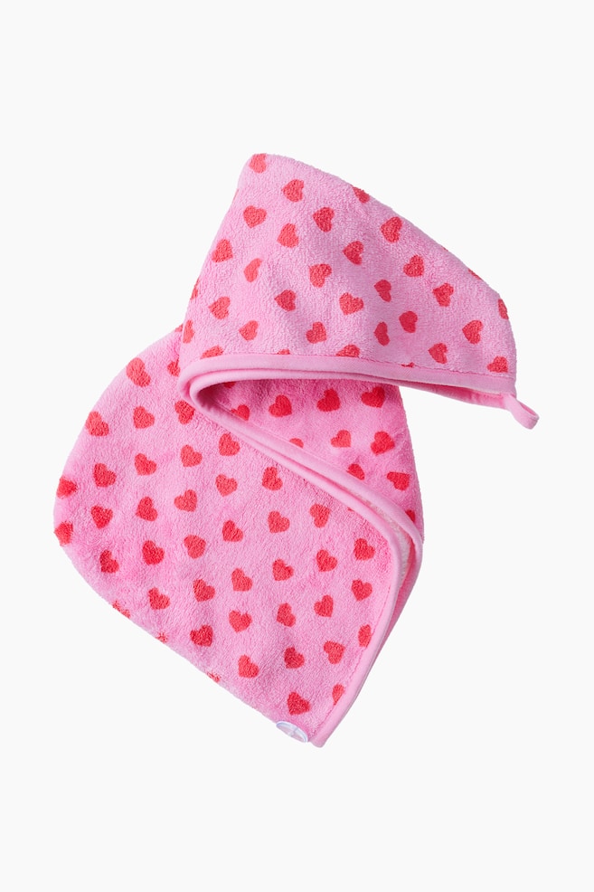 Hårhåndklæde i mikrofiber - Rosa/Hjerter/Hot pink/Lyslilla/Stribet - 2