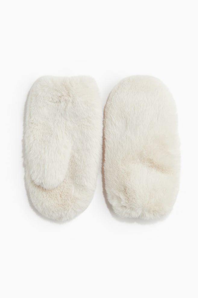 Fluffy mittens - Light beige - 1