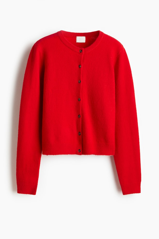 Cardigan in maglia - Rosso acceso/Nero/righe/Crema - 1