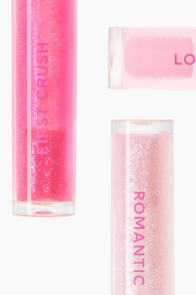 3-pack mini lip glosses - Hot pink glitter/Red glitter - 2