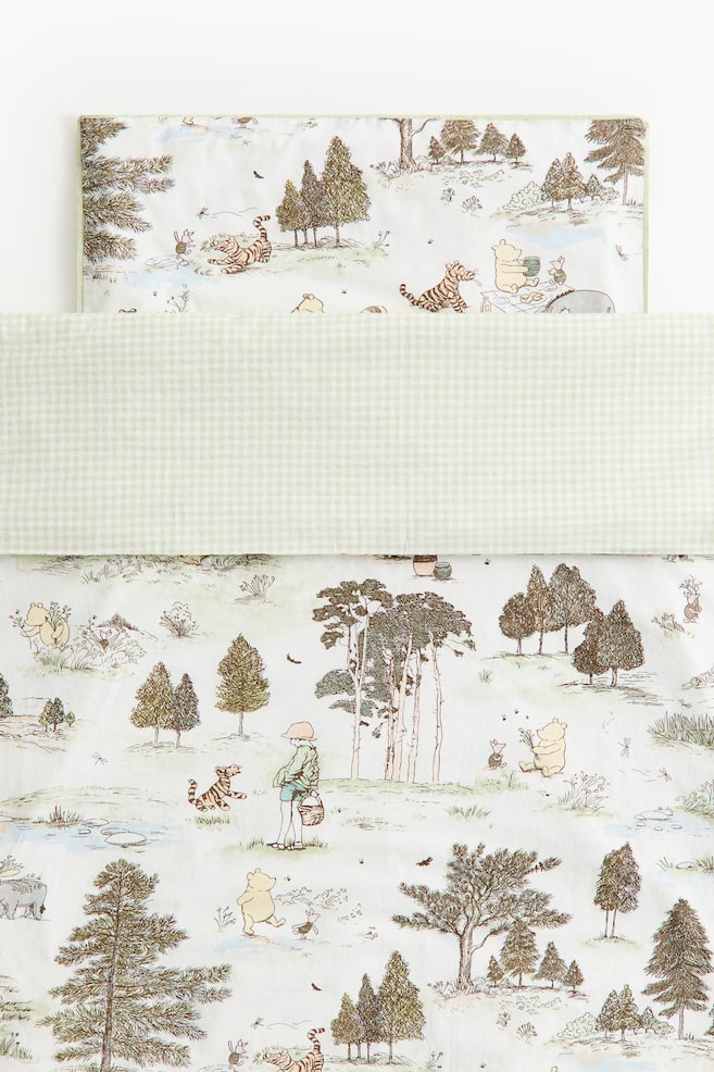 Patterned Crib Duvet Cover Set - Light green/Winnie the Pooh/Light blue/Winnie the Pooh - 1