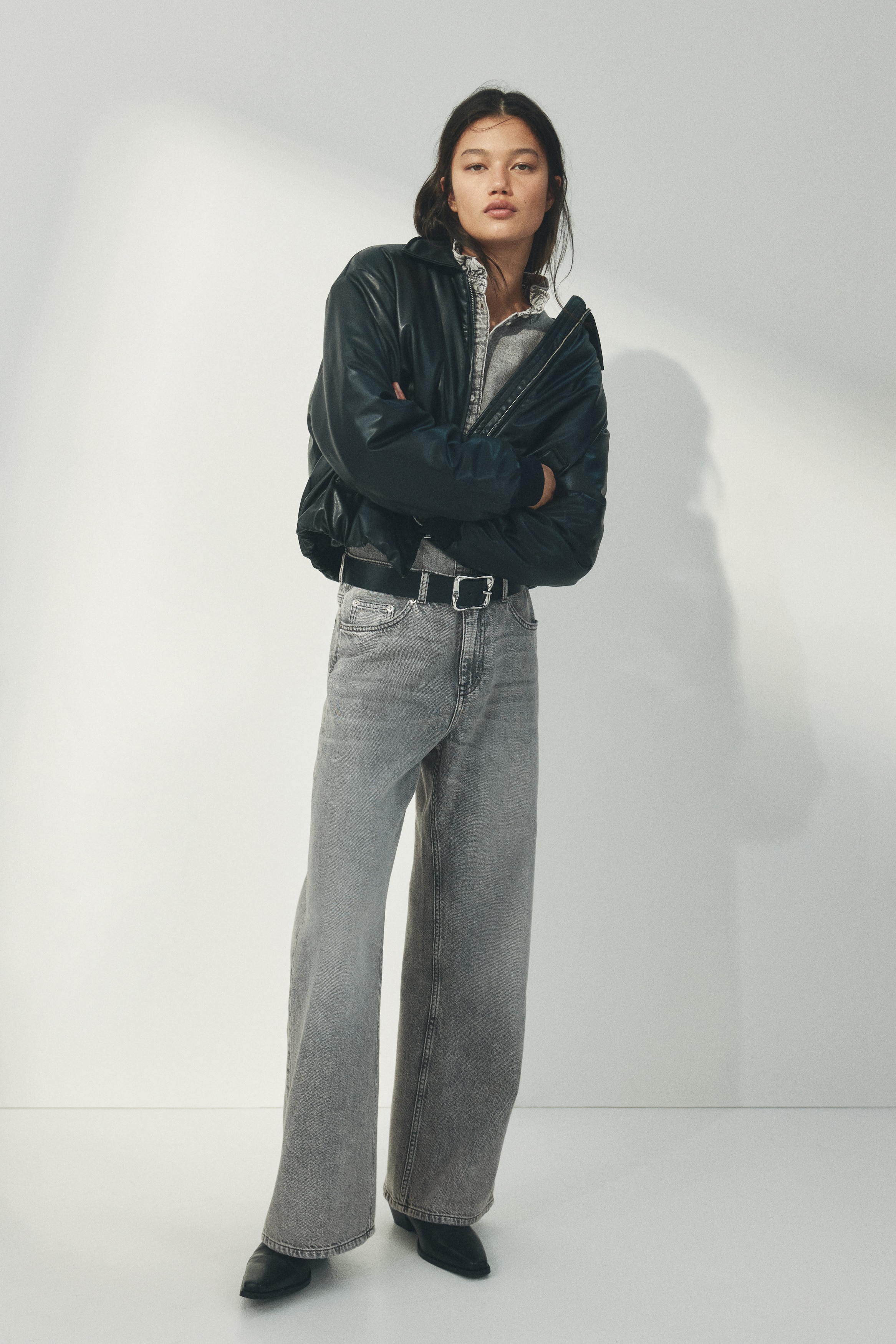 Baggy Regular Waist Jeans - Light grey/White/Washed denim blue/Light beige