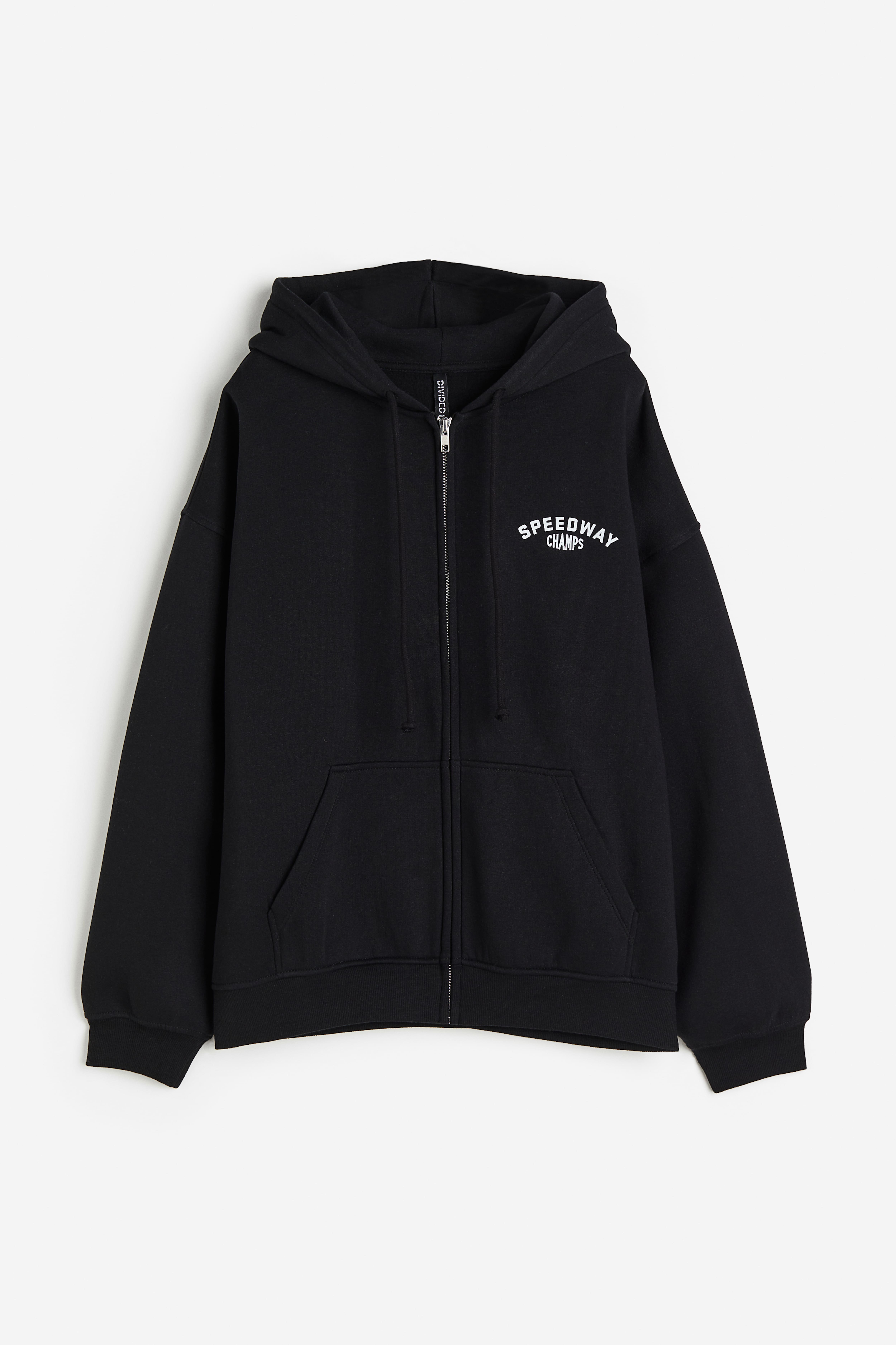 H and m black zip up hoodie hotsell