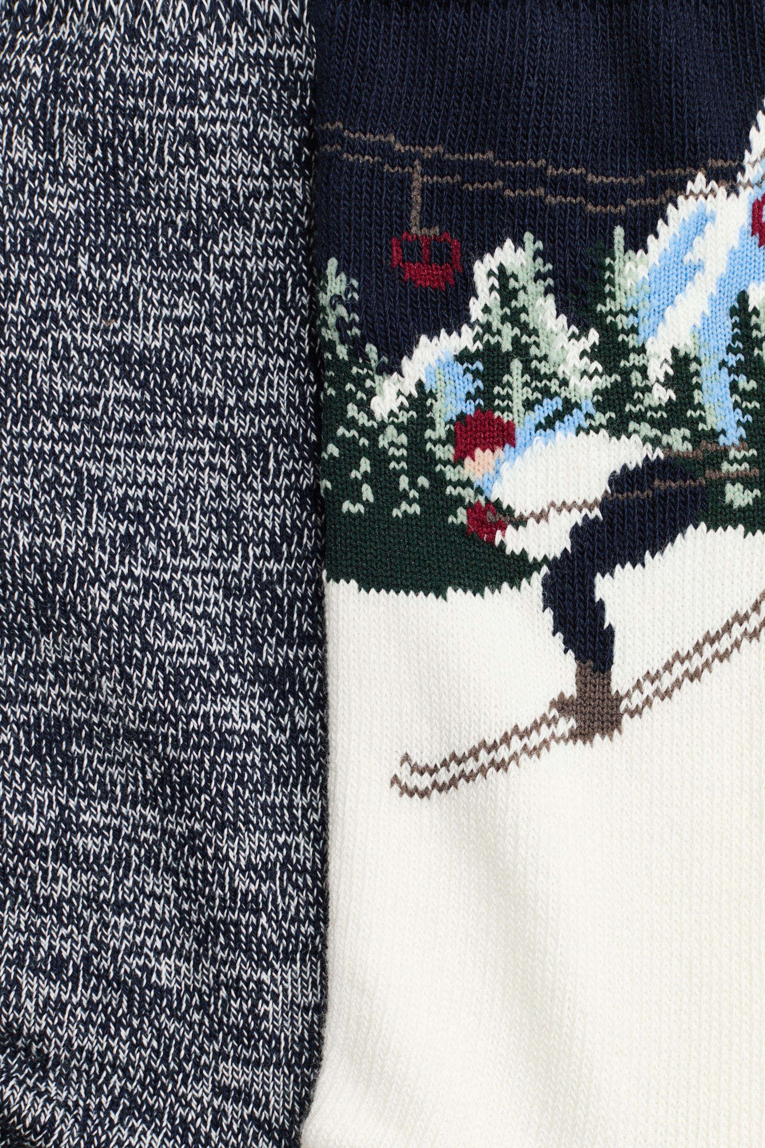 2-pack motif-detail socks - Dark blue marl/Skier/Burgundy marl/Mountains - 2