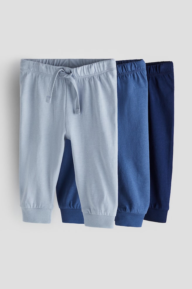 Lot de 3 pantalons jogger en jersey de coton - Bleu clair/bleu foncé/Beige clair/gris foncé/Rose ancien clair/gris foncé - 1