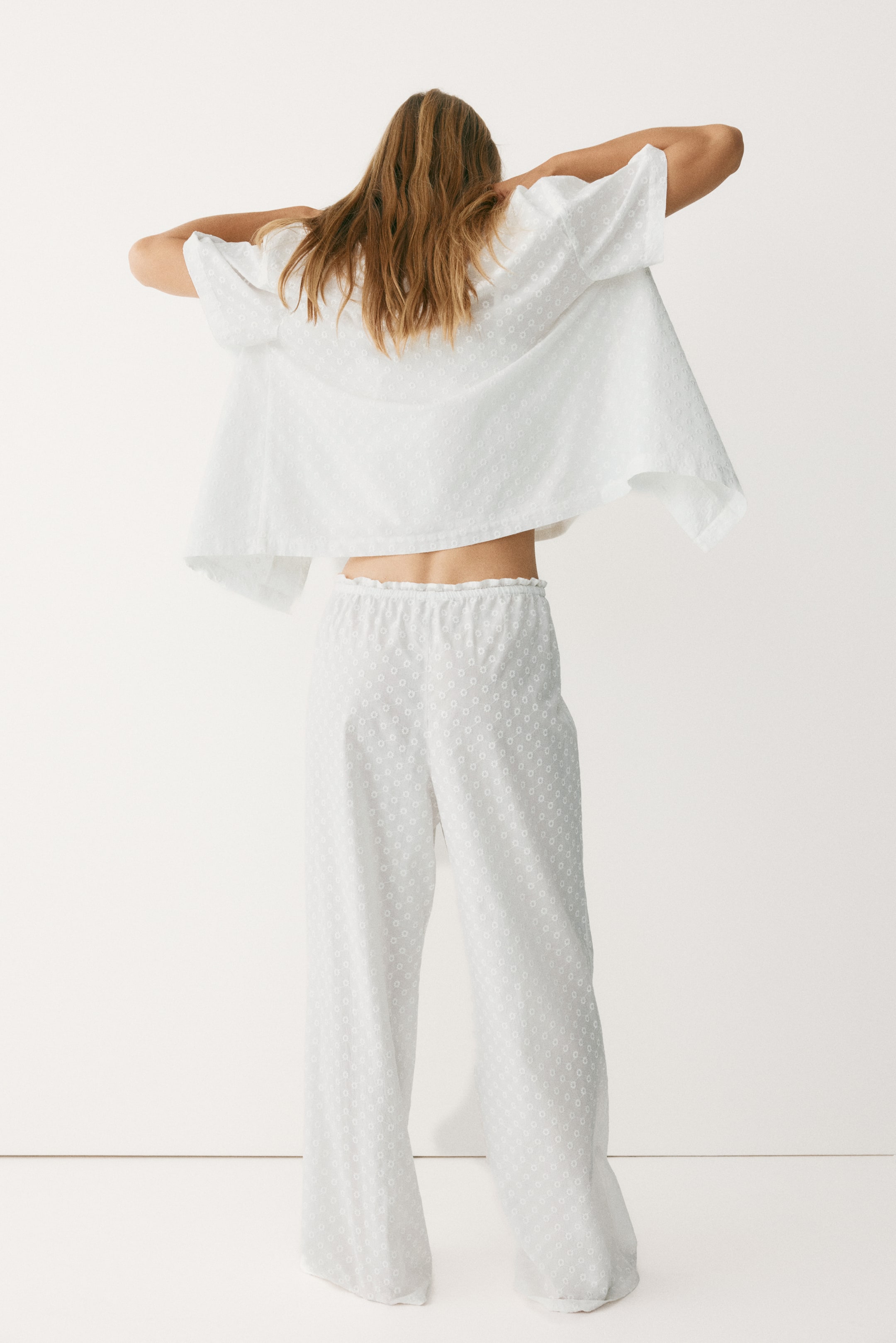 Embroidered Cotton Pajama Pants
