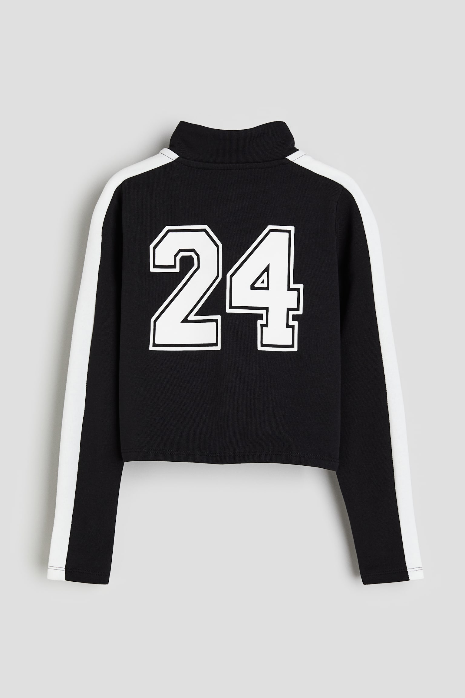 Zip Up Sweater - Black/White/Light grey marle/White - 2