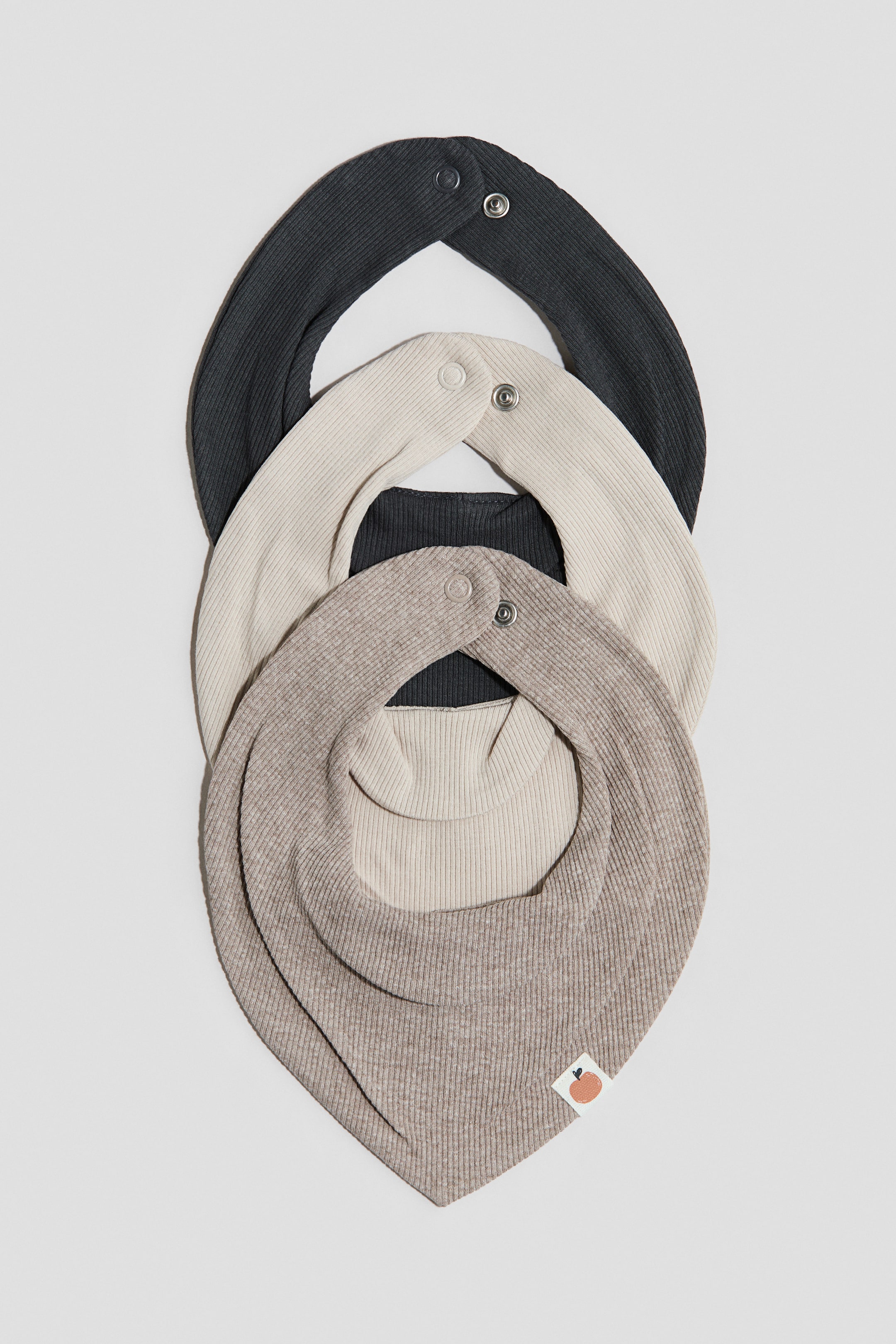 View larger image: 3-pack triangular cotton bibs - Beige/Dark grey - Kids | H&M 1
