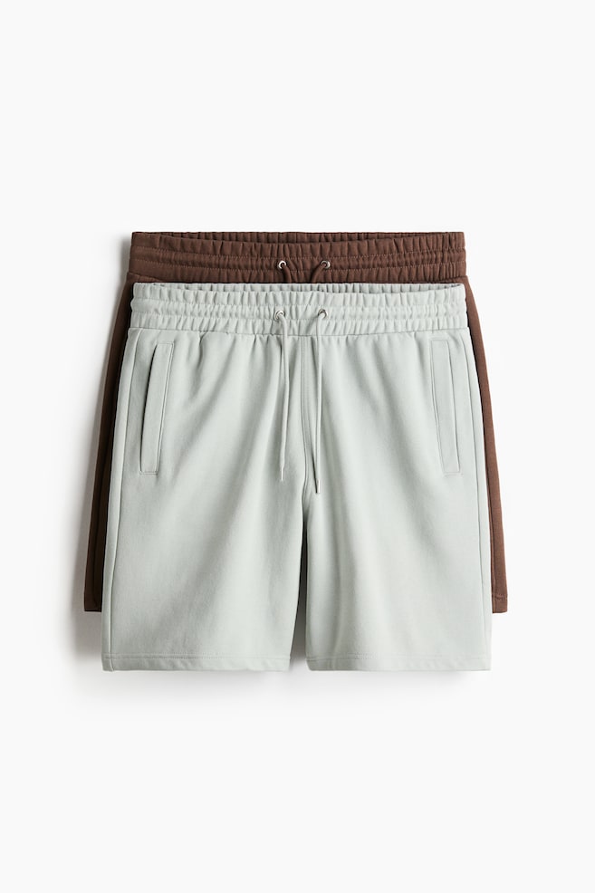2-pack Regular Fit sweatshorts - Brown/Green/Black/Light grey marl - 1