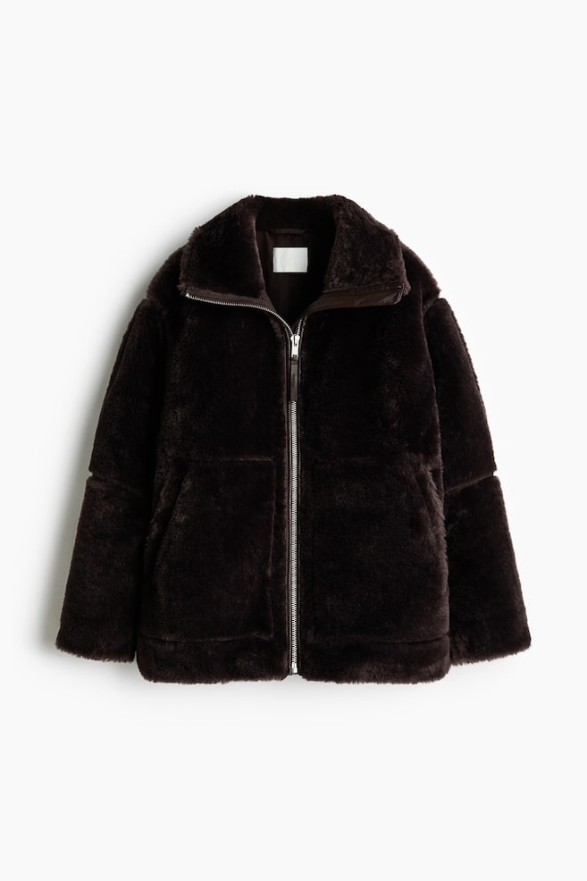 Veste oversize - Marron foncé/Beige foncé/Beige - 1