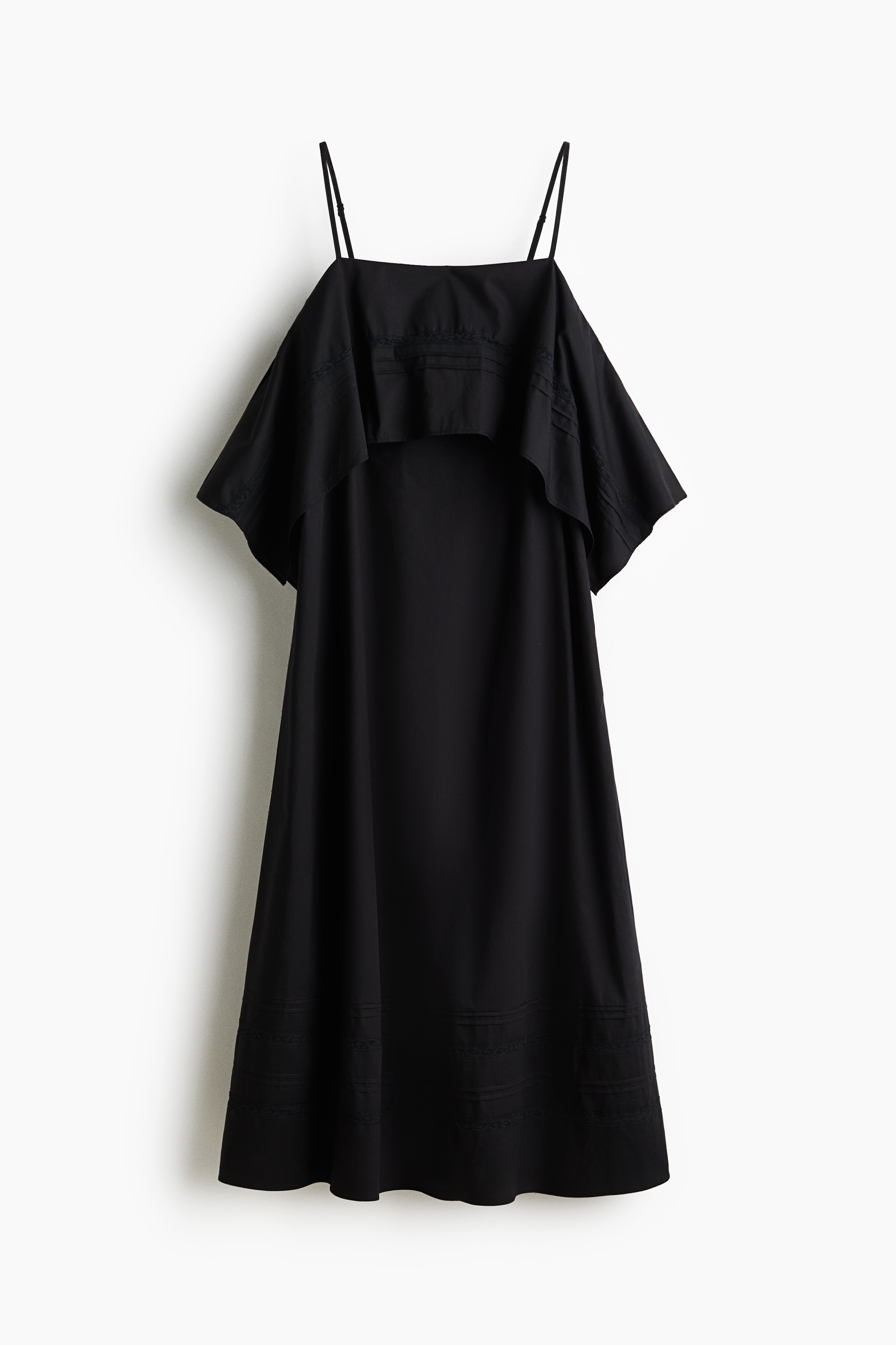Cotton Strappy Dress-Black