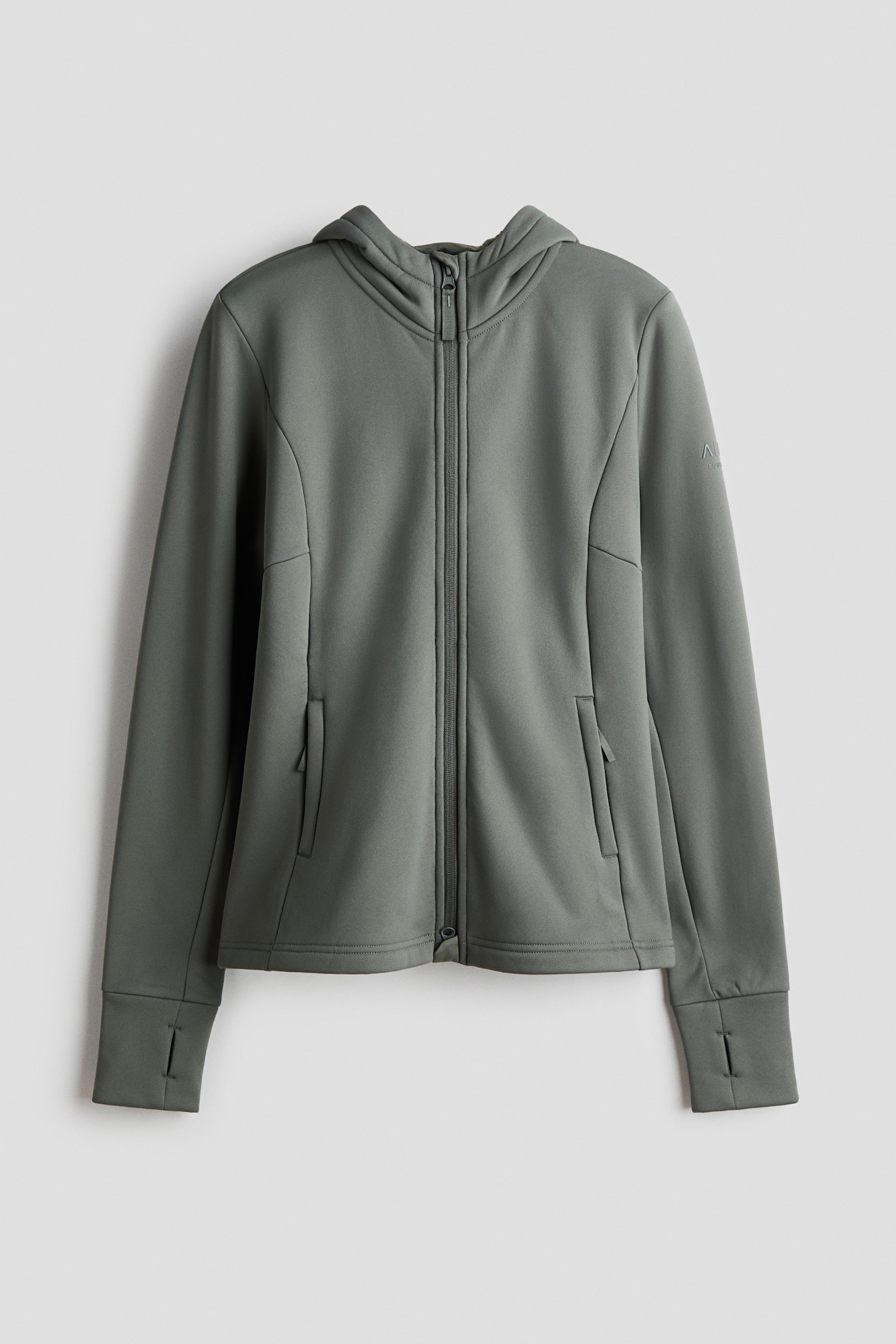 Sportjacke mit Kapuze in Slim Fit - Khakigrün/Schwarz