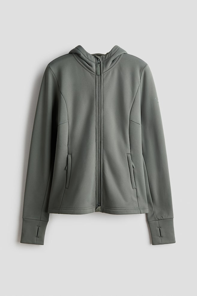 Slim Fit Hooded Sports jacket - Khaki green/Black - 1