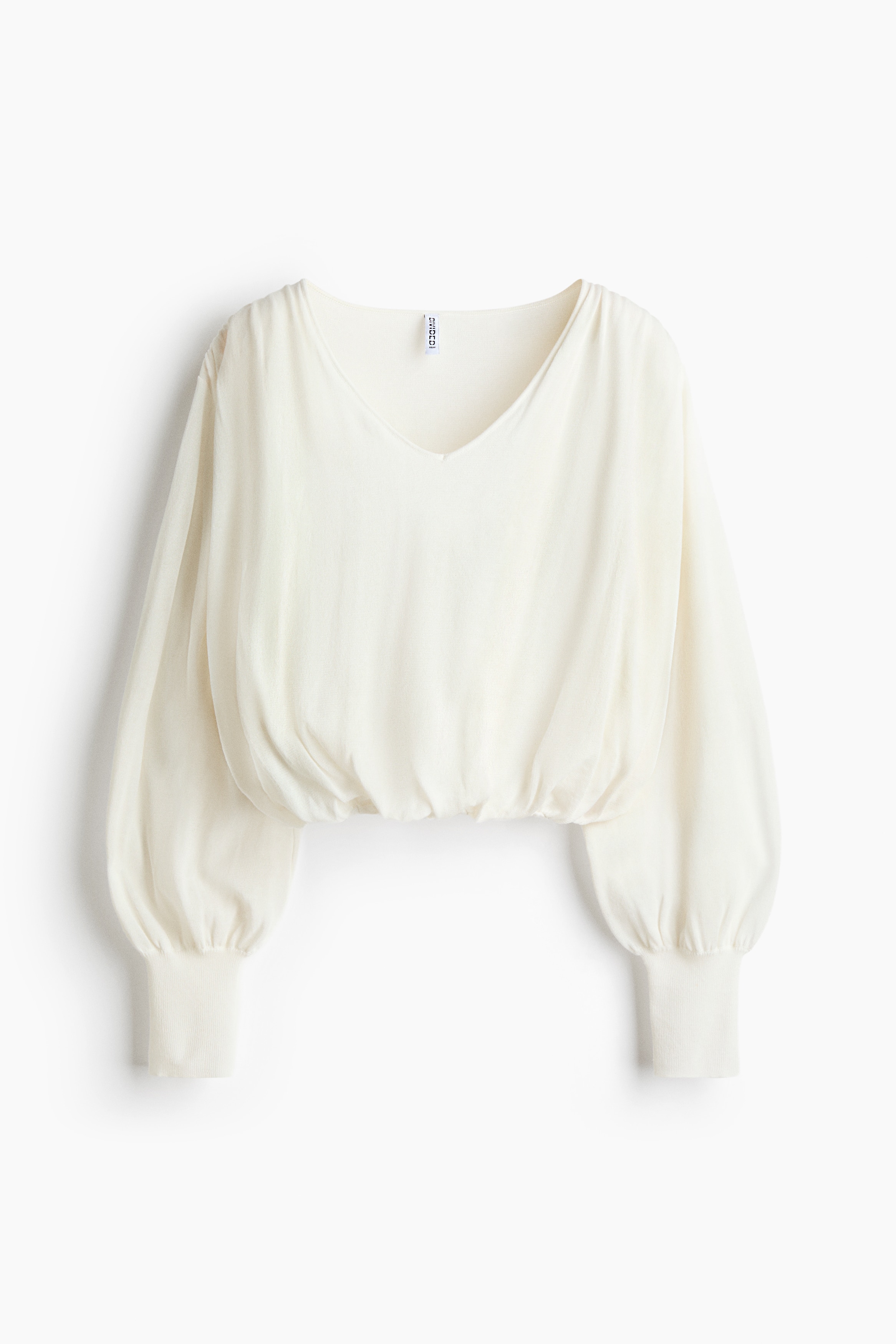 Balloon-sleeved bubble-hem top - Ivory