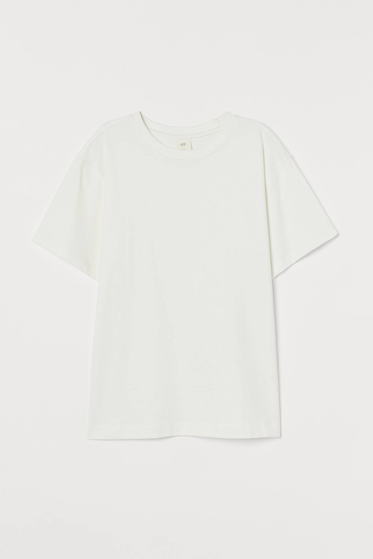 Straight T-shirt - Round neck - Short sleeve - White - Ladies | H&M GB