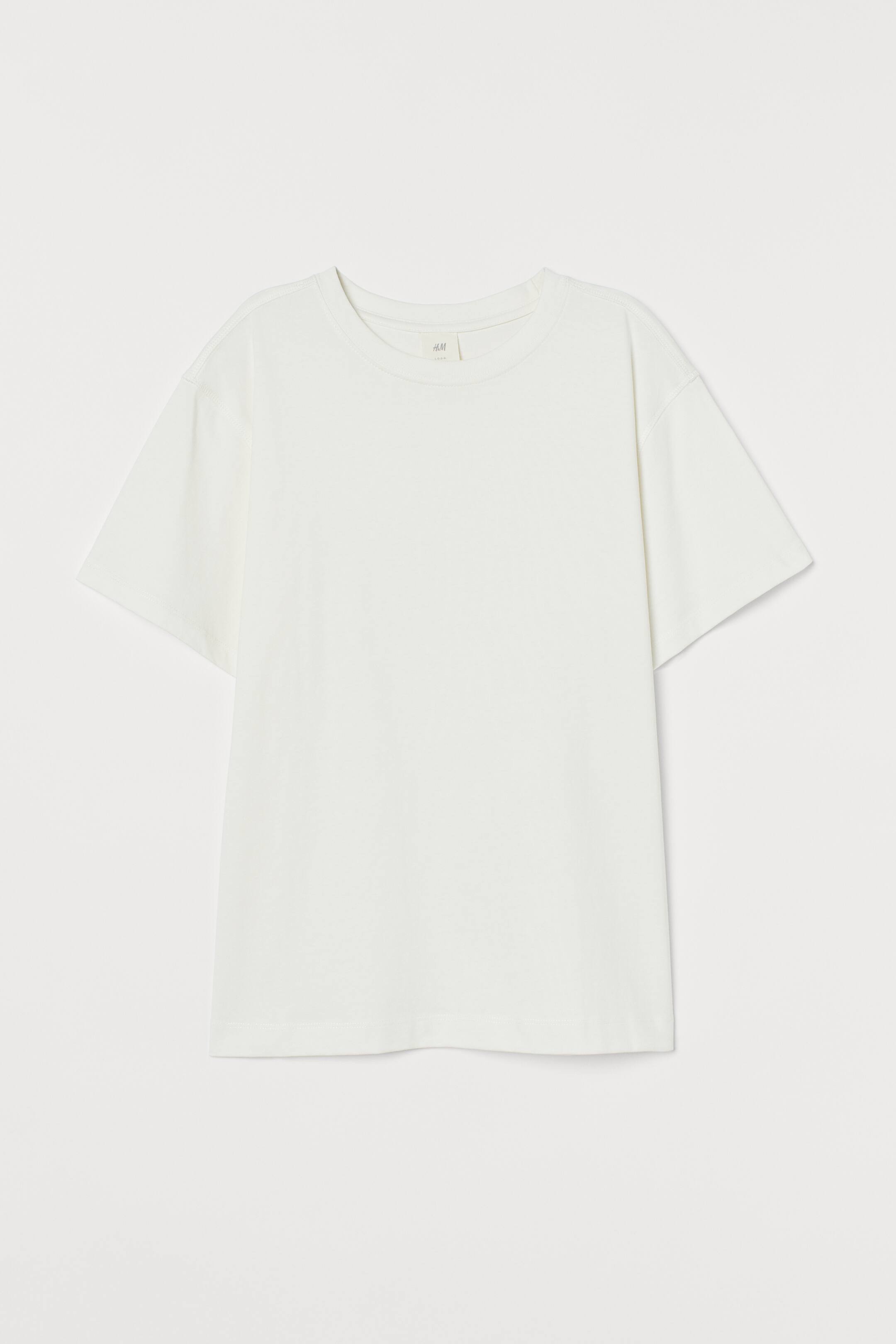 Straight T-shirt - Round neck - Short sleeve - White - Ladies | H&M GB