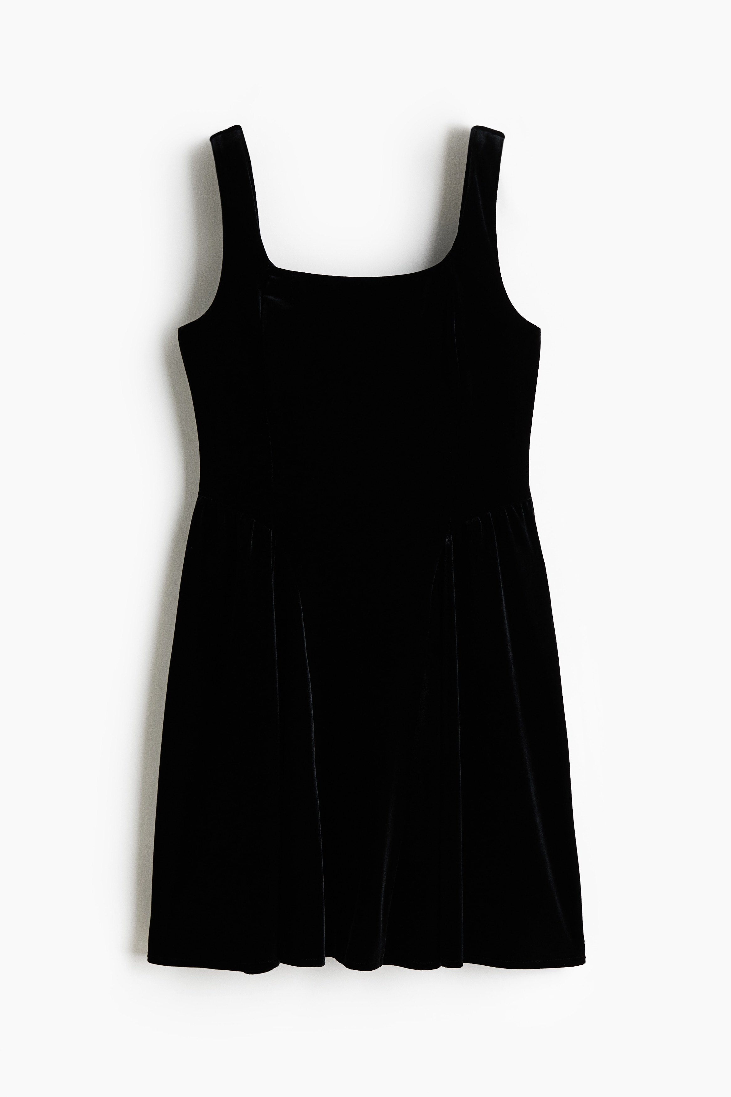 Sleeveless velour dress - Black/Dark green