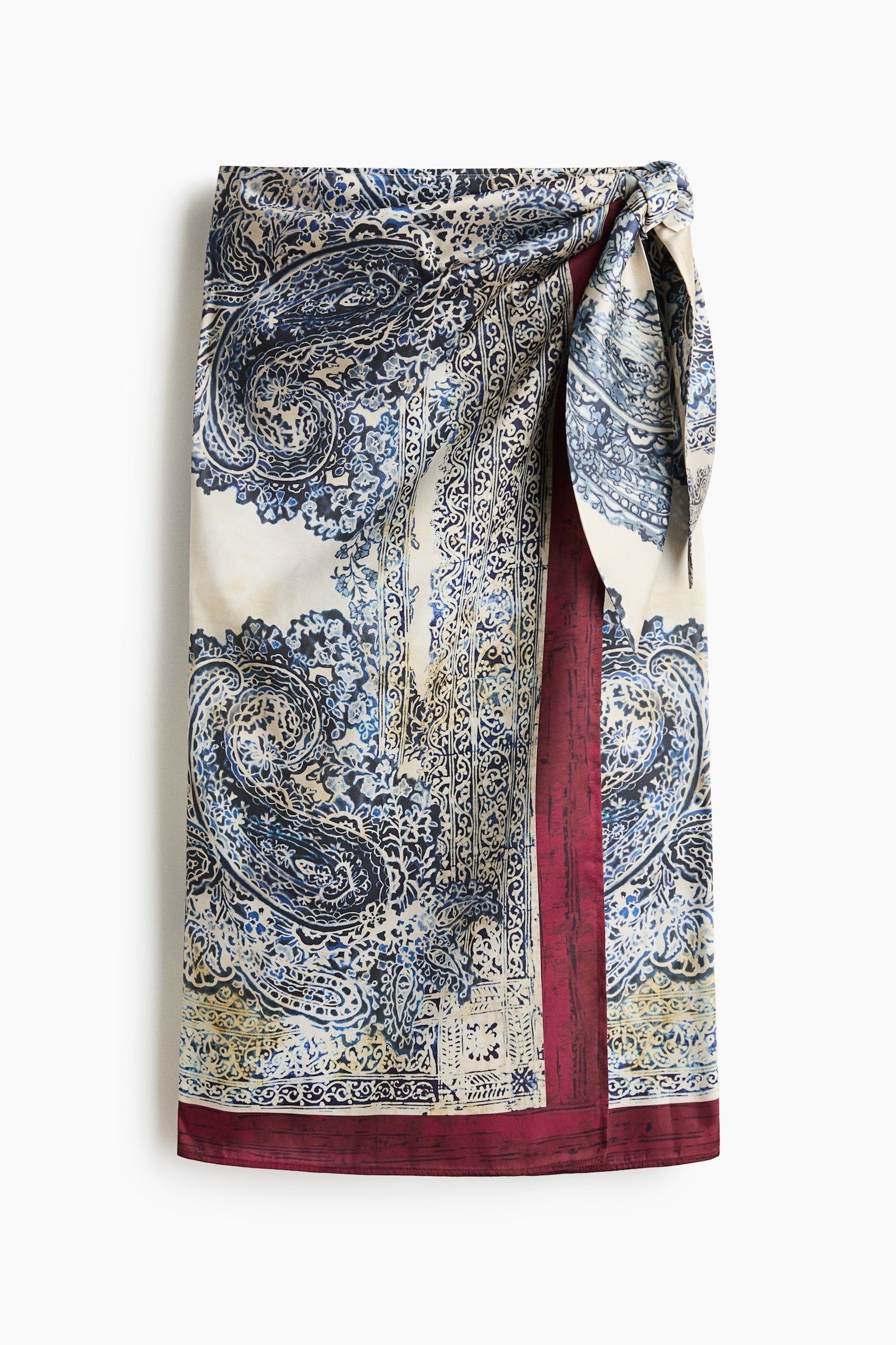 Satin wrap skirt - Cream/Paisley pattern - 1