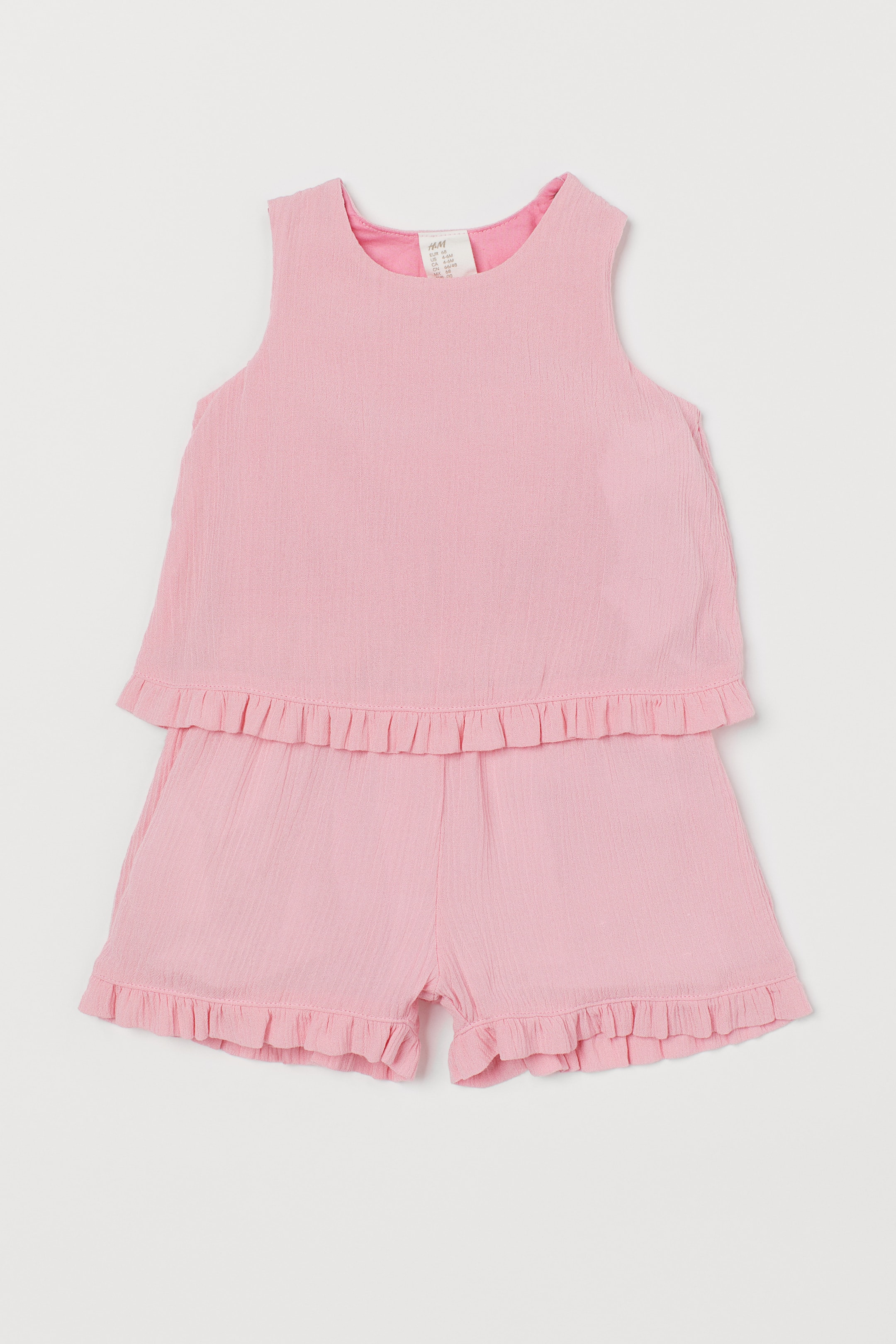 Playsuit with frills Light pink Kids H&M