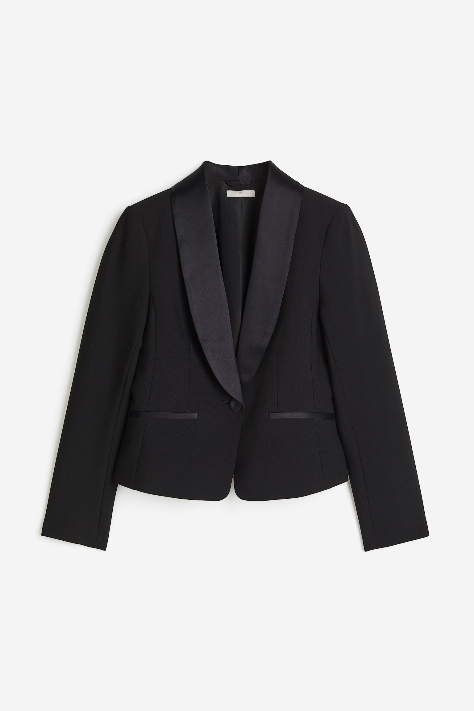 Single Breasted Tuxedo Blazer - Black - 1