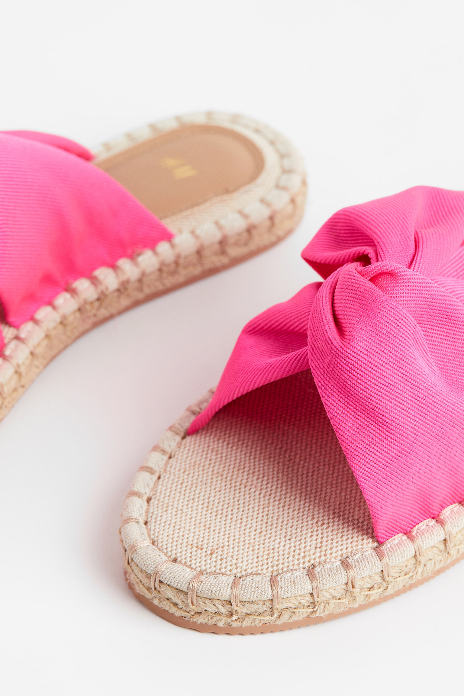 Knot Detail Espadrille Slides - Bright pink/Light beige/Leopard print/Black - 3