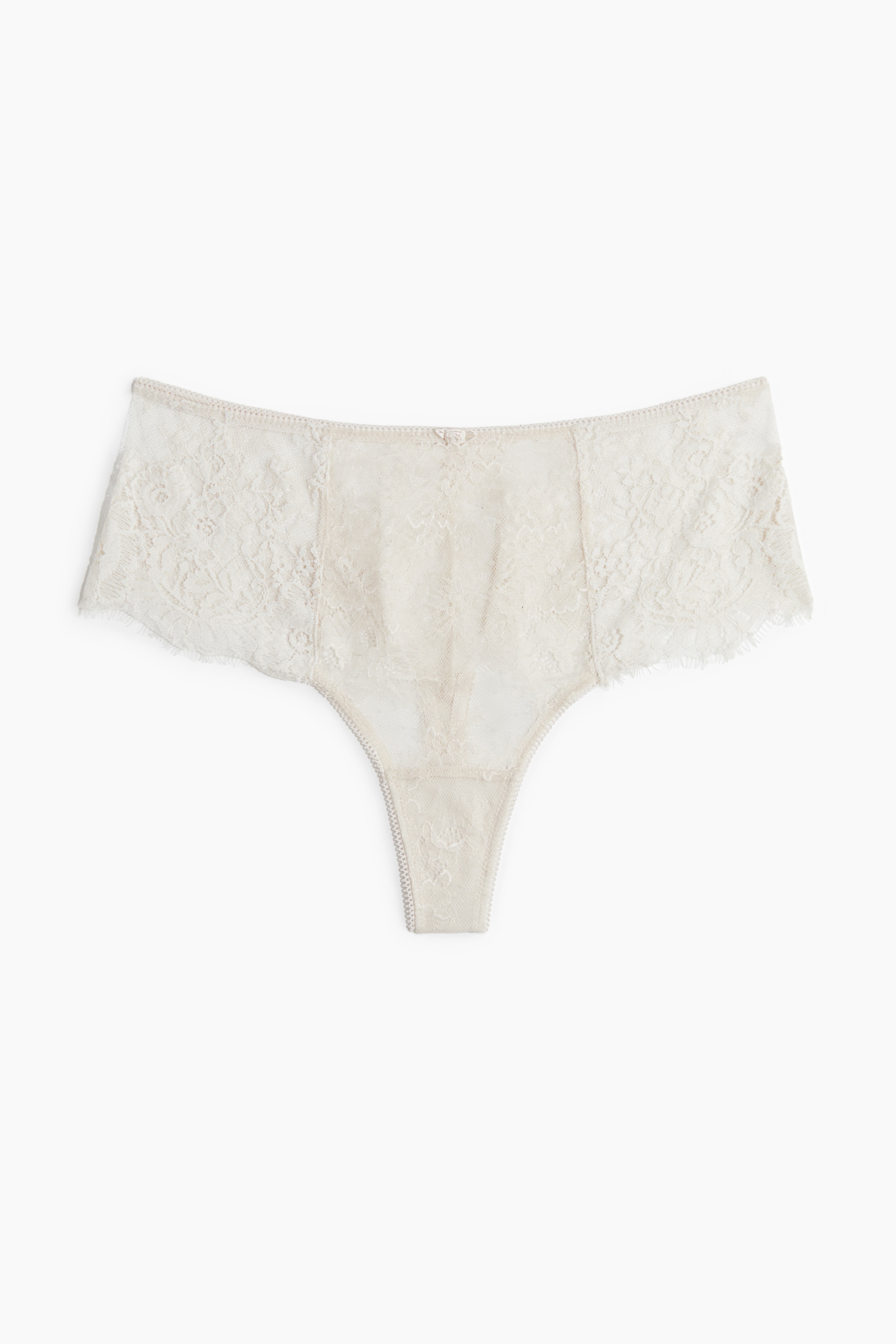 Panties thong de encaje - Beige pálido