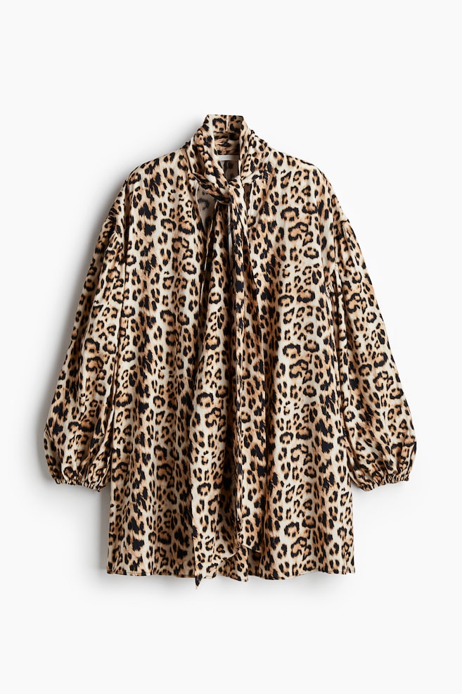 Solmittava minimekko - Beige/Leopardipainatus - 1