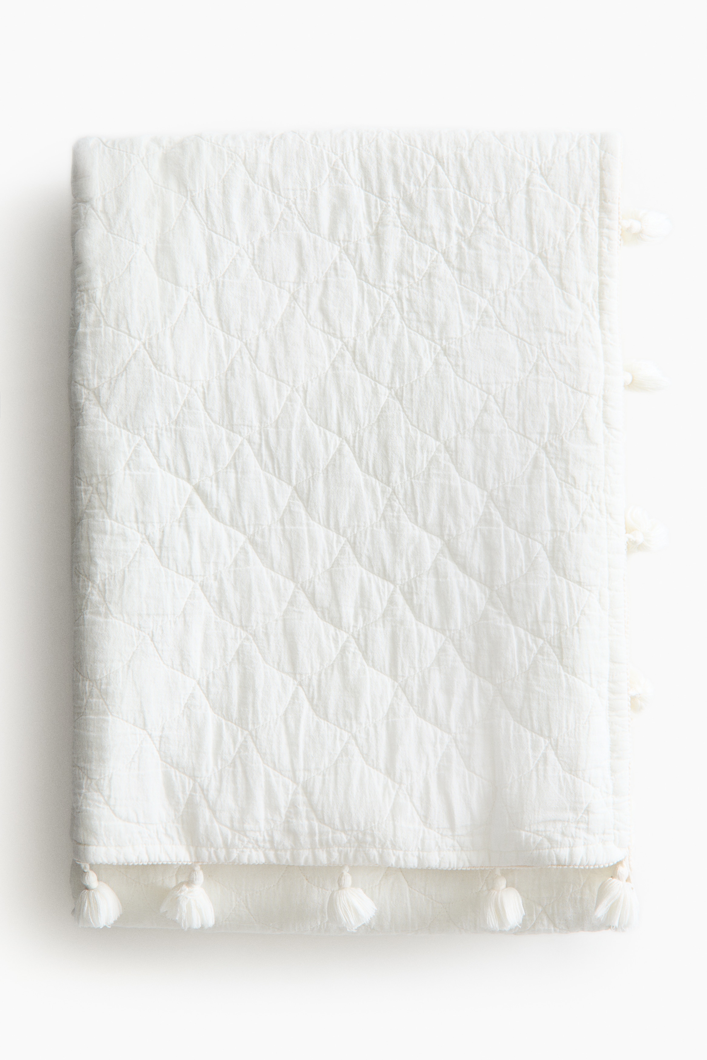 Καπιτονέ βαμβακερό κουβερλί - Λευκό/Ανοιχτό σάπιο μήλο