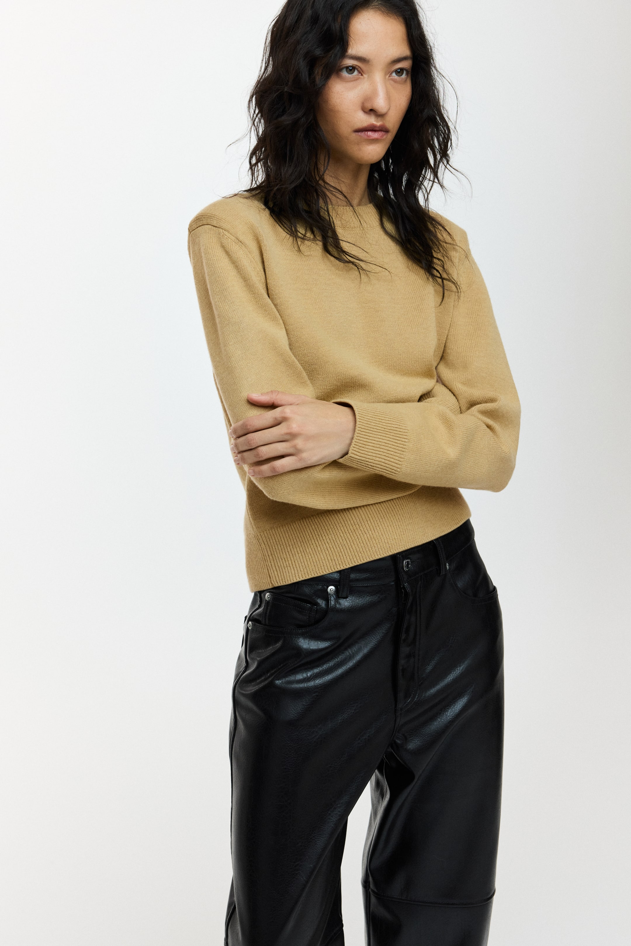 View larger image: Shoulder-pad jumper - Beige - Ladies | H&M GB 3