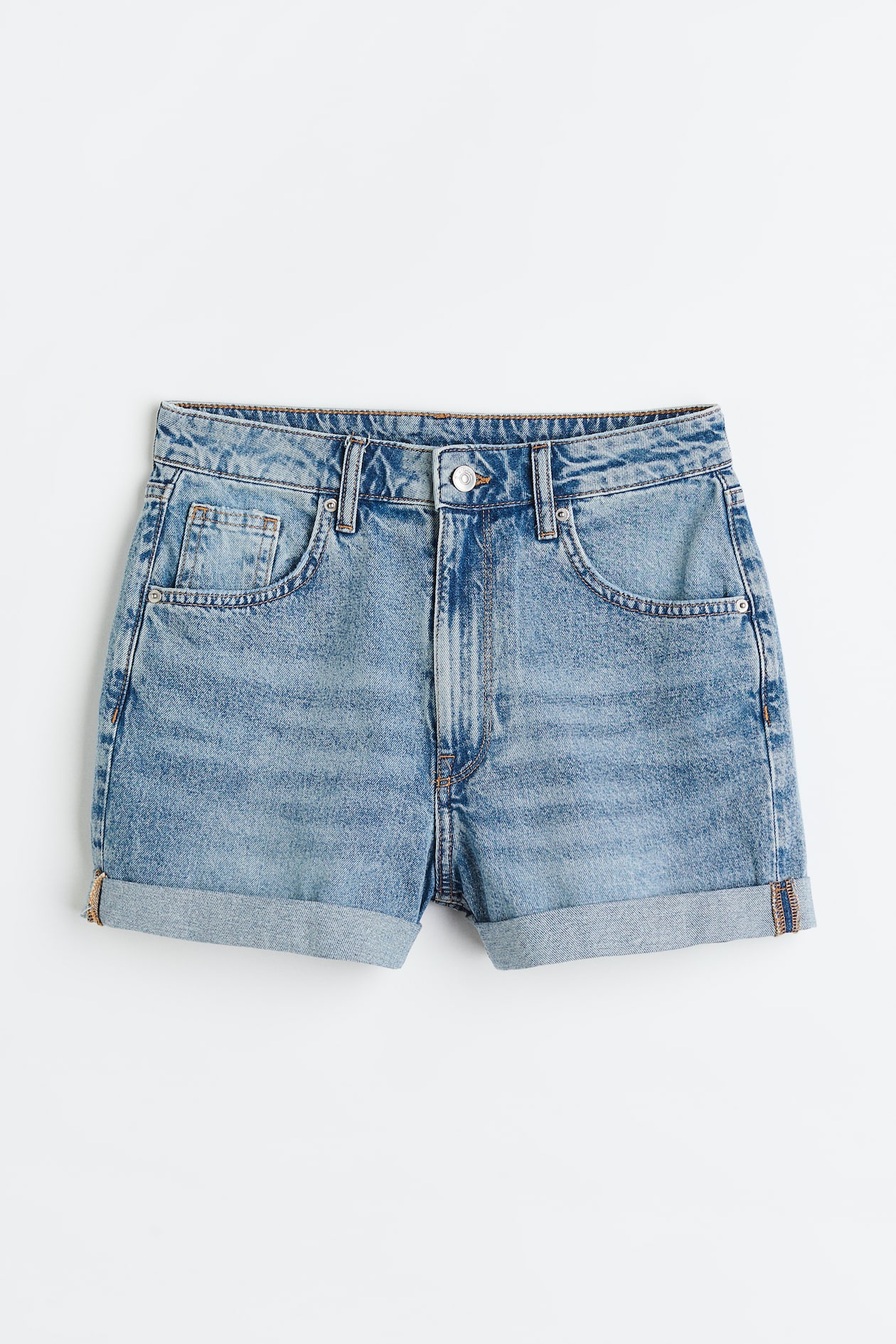 High Waist Denim Shorts - High waist - Short - Denim blue - Ladies | H&M US