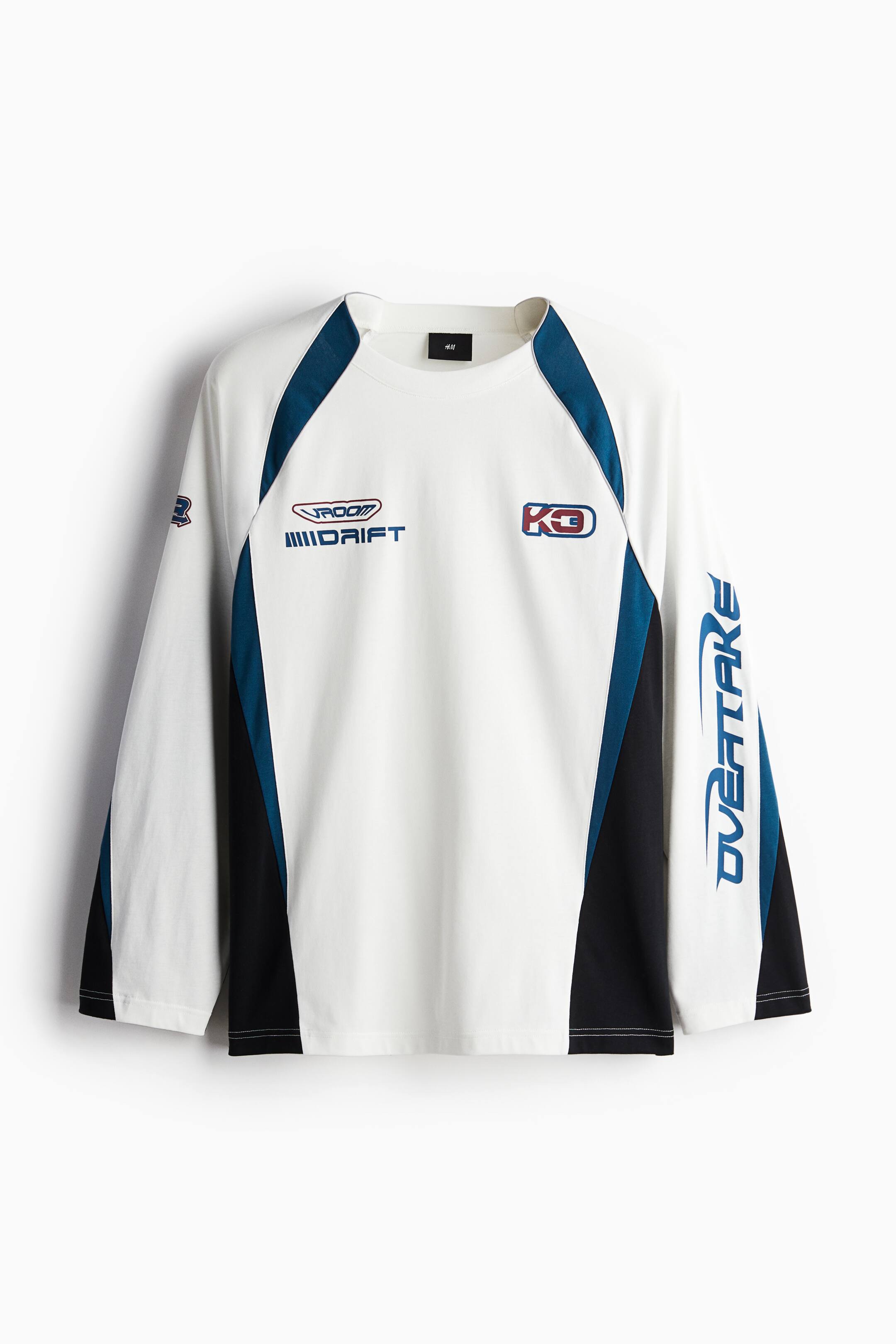 이미지 확대 보기: 루즈핏 저지 탑 - 화이트/블랙 - Men | H&M KR 1