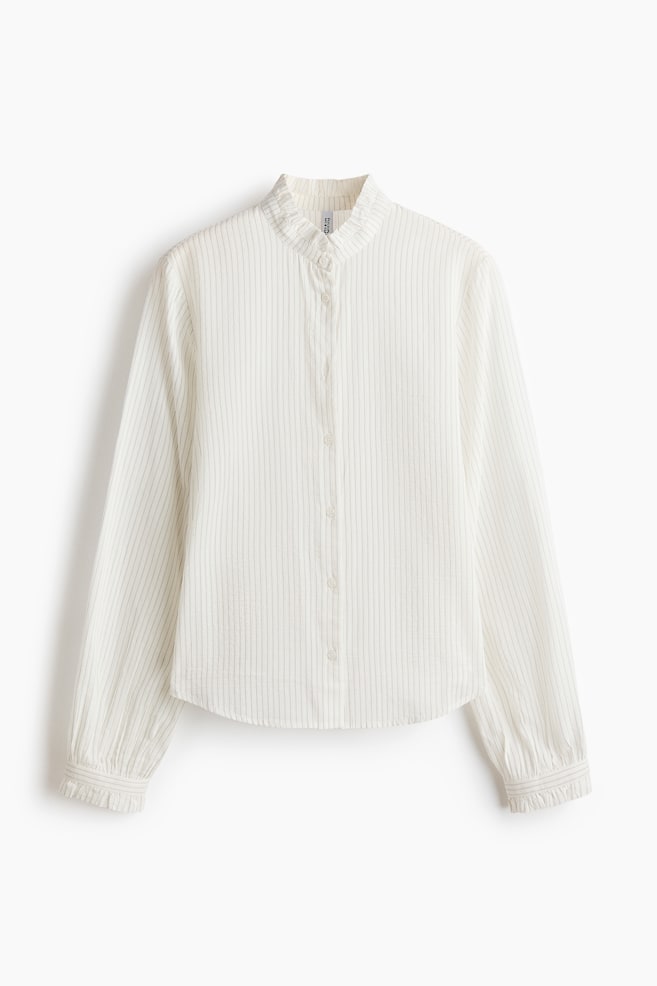 Frill-collared blouse - White - 1