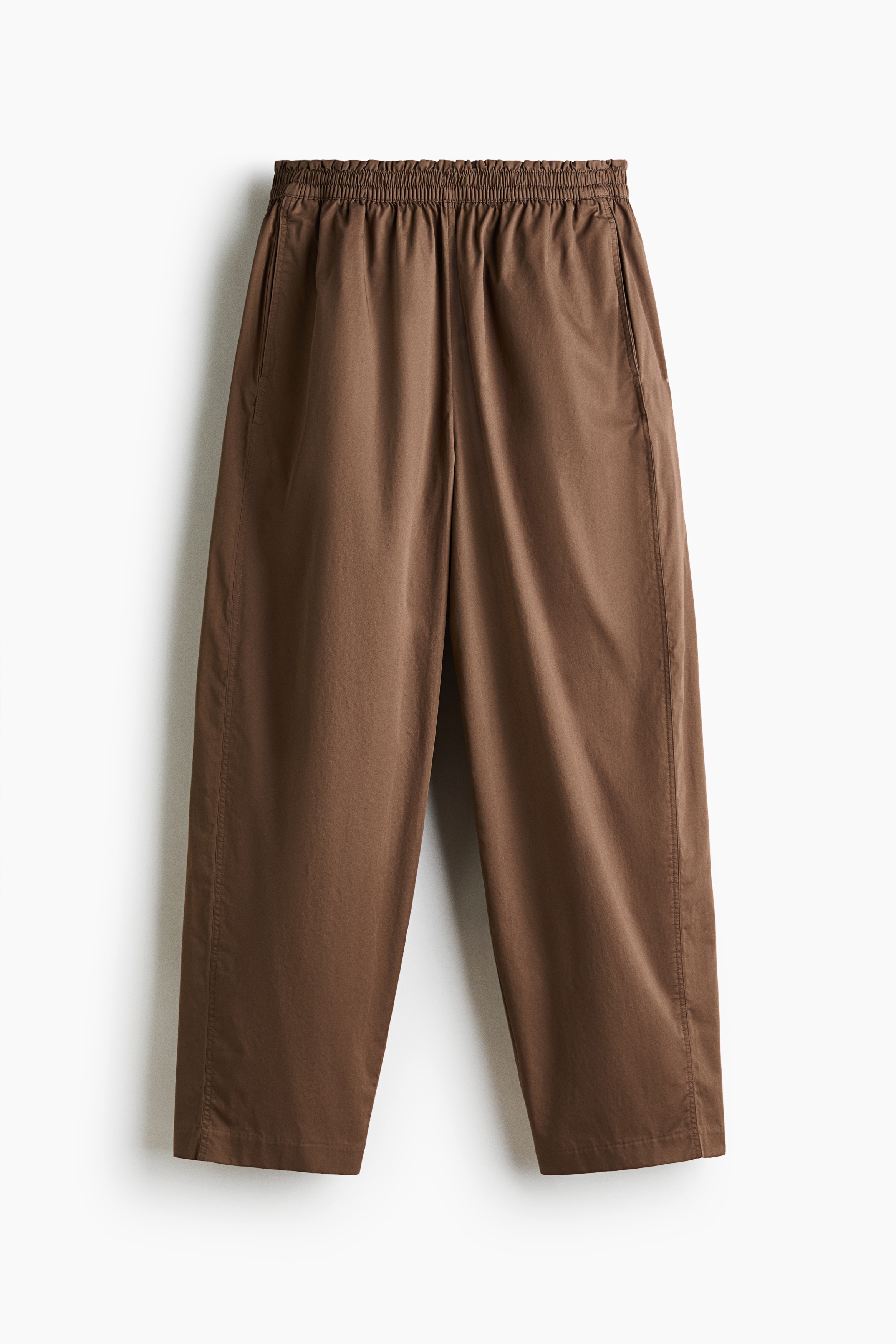 Ankle-length pull-on trousers - Brown/Black/Light beige