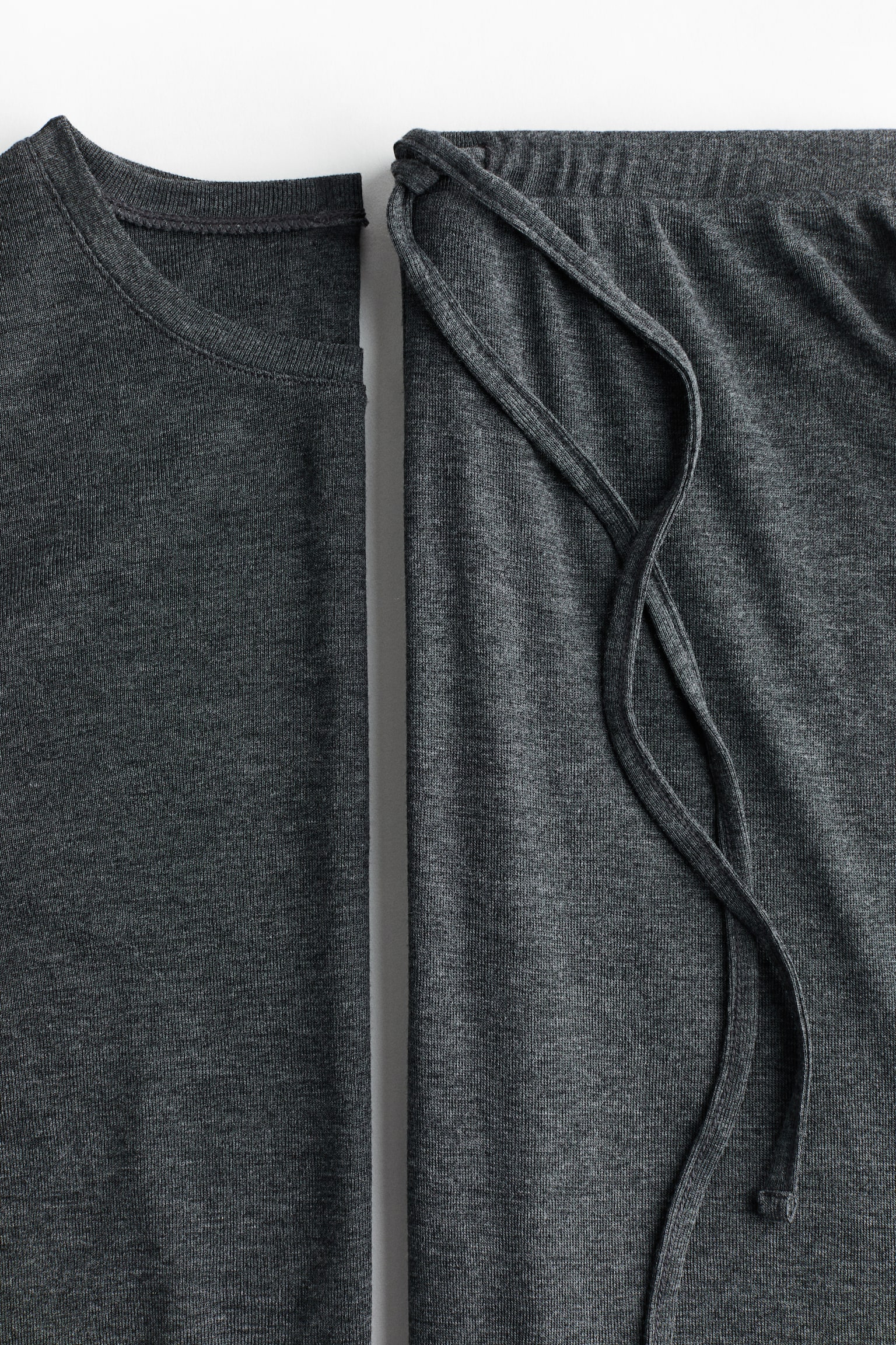 Pigiama a costine - Grigio scuro mélange/Beige mélange - 4