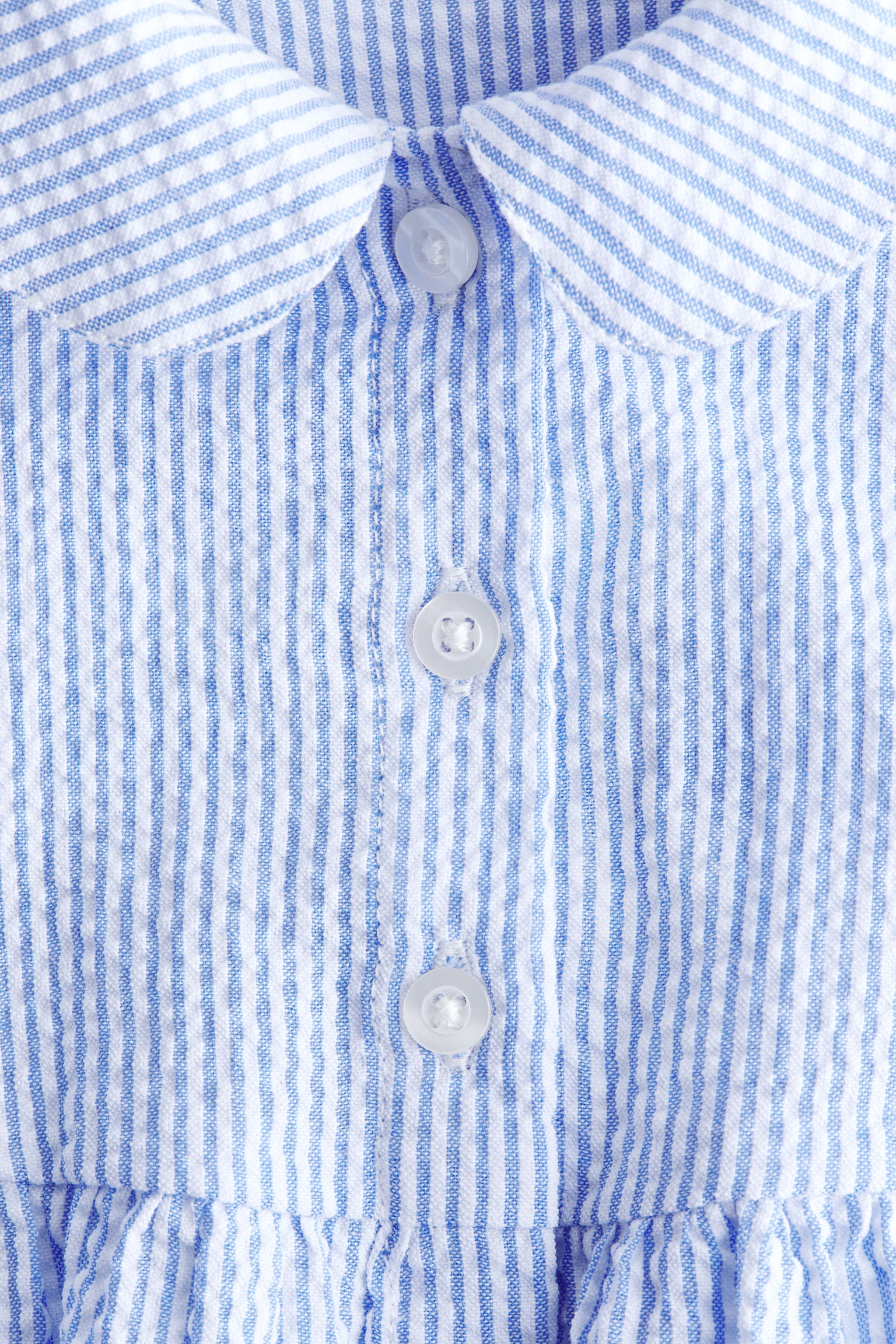 חולצת כותנה בטקסטורת נקודות - תכלת/פסים - 2