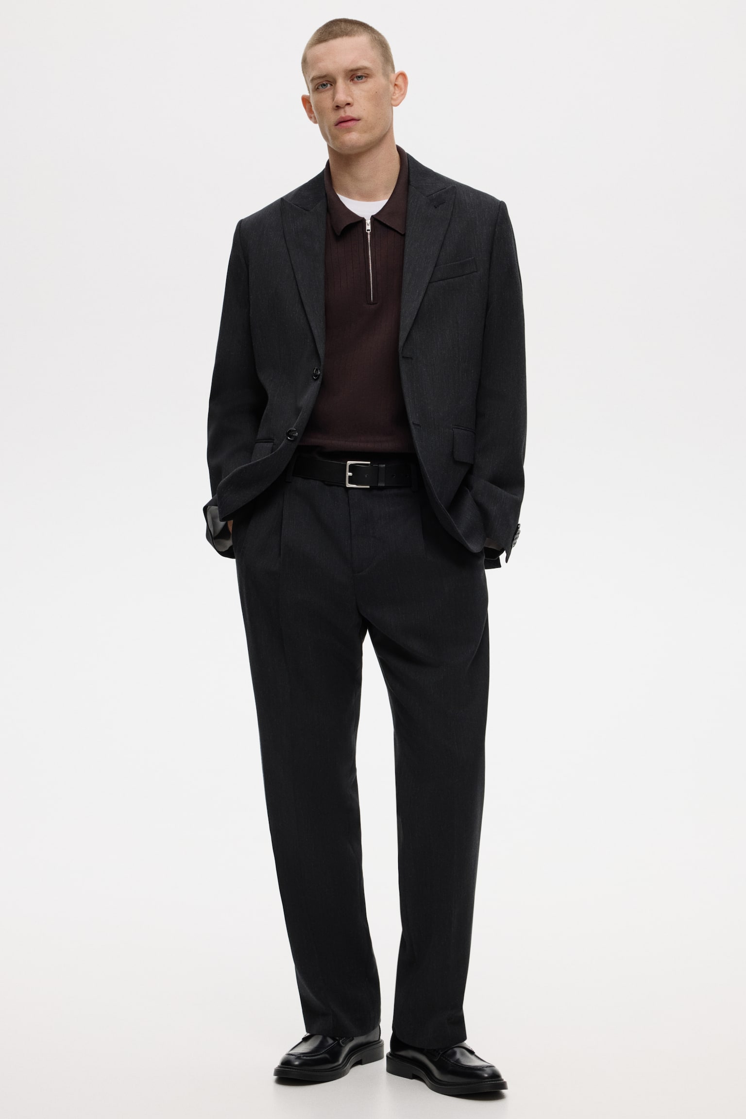 חולצת פולו Slim Fit - חום כהה/קרם/כחול כהה/אפור - 6