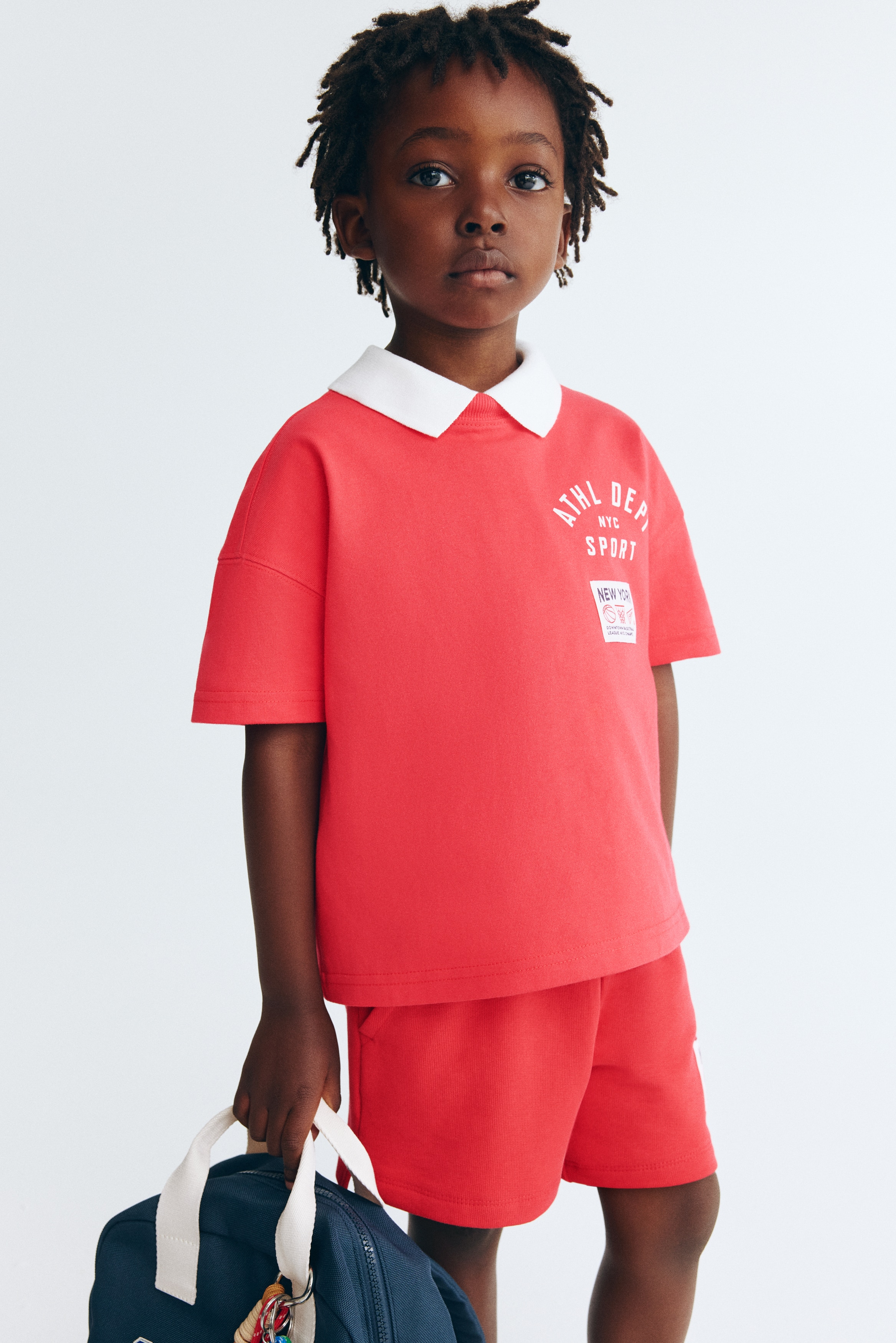 Áo thun cotton in hình dáng thụng - Màu đỏ/NYC Sport/Màu ngà/Sports League/Màu kem/NYC