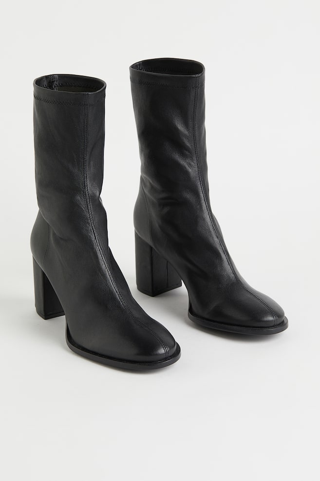 Ankle leather boots - Black/Brown/Black - 4