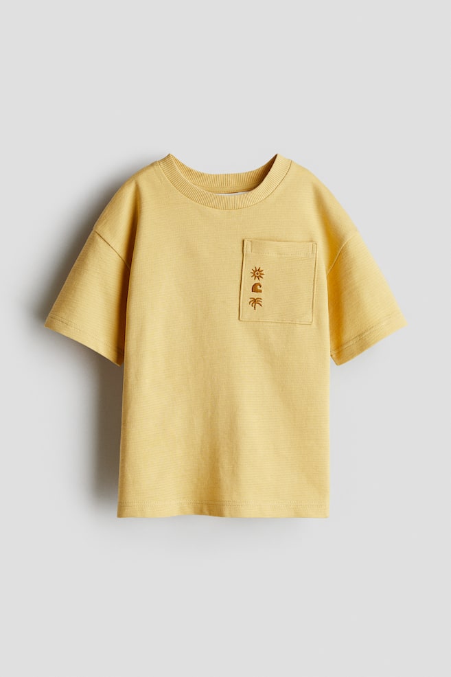Baumwoll-T-Shirt mit Stickereien - Gelb - 1