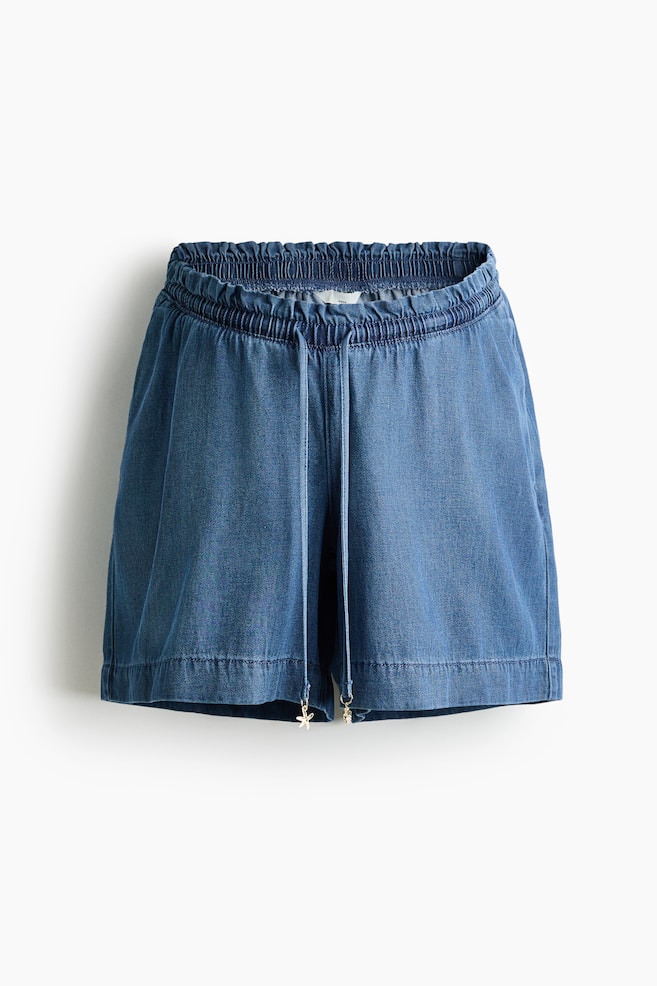 MAMA Short à cordon en denim - Bleu denim/Bleu denim clair - 1