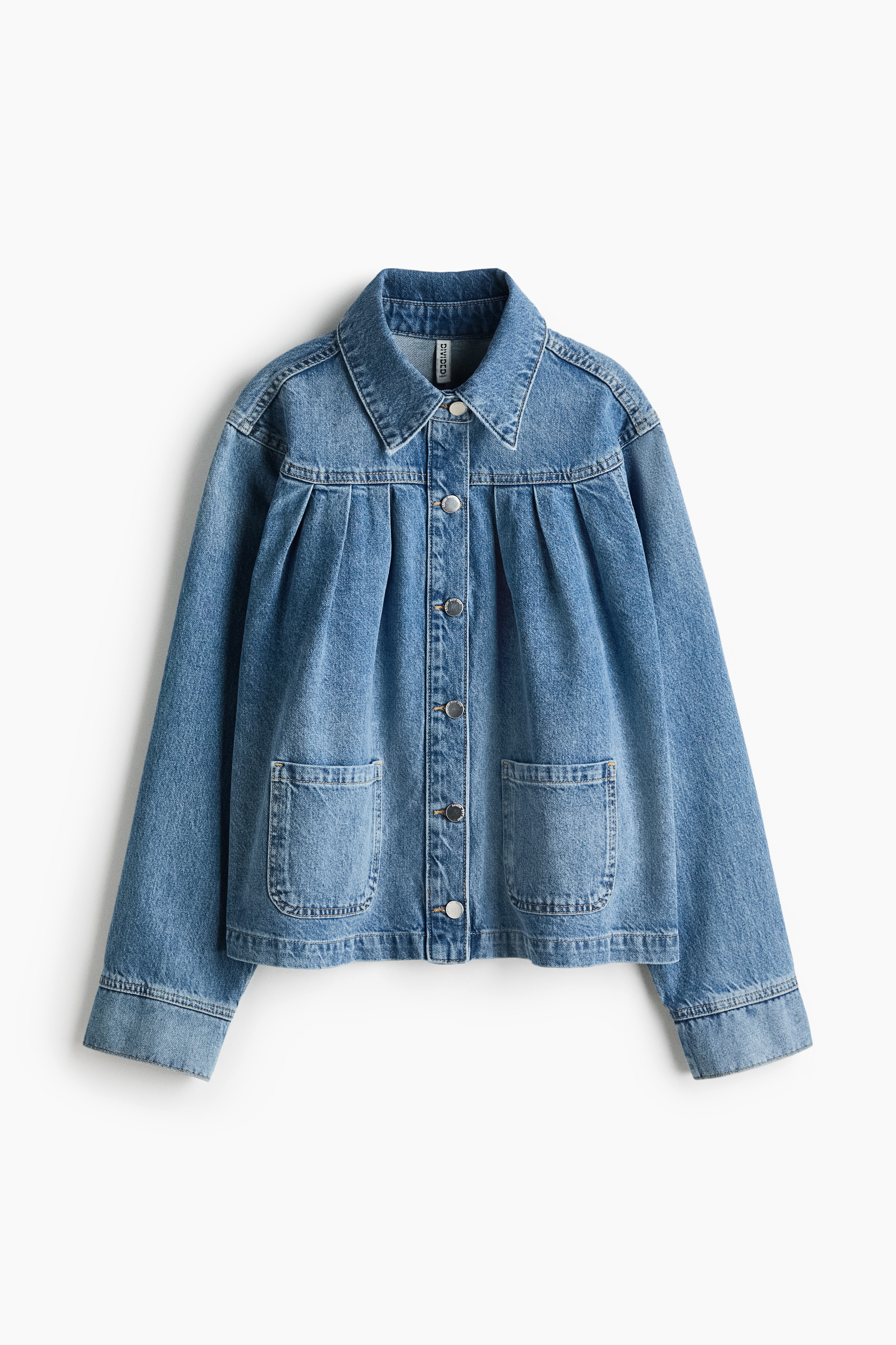Oversized jeansjas met plooien - Licht denimblauw