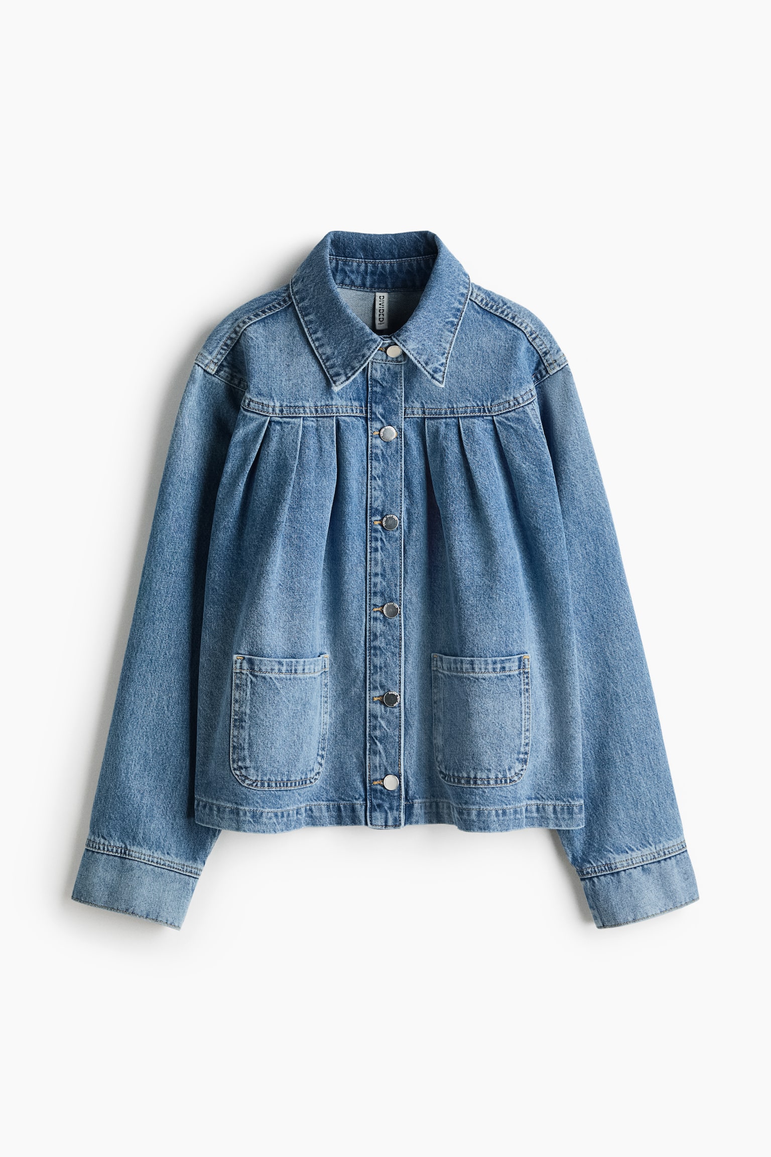 Giubbotto oversize in denim con pieghe - Blu denim chiaro