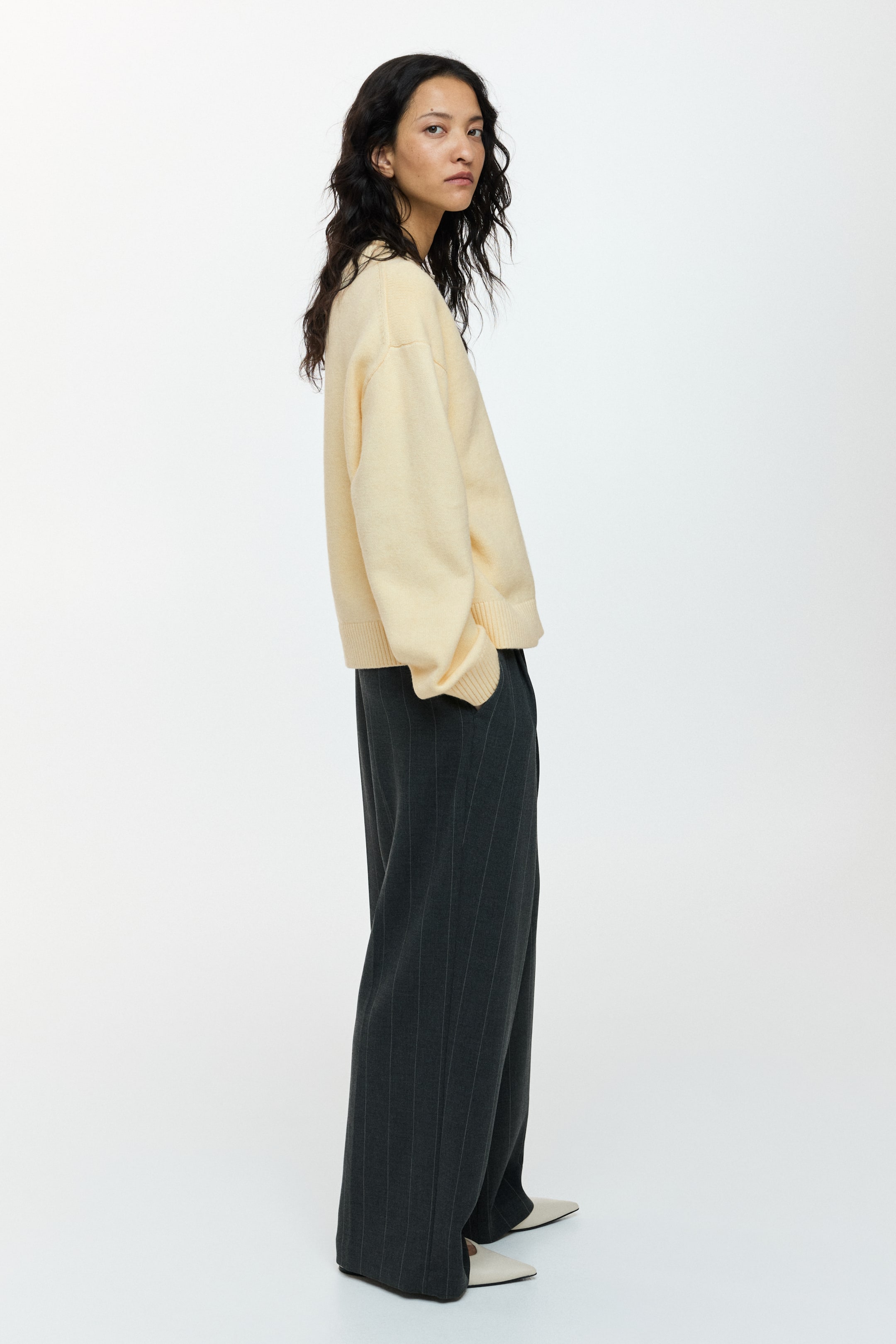 View larger image: V-Neck Sweater - Light yellow - Ladies | H&M US 3