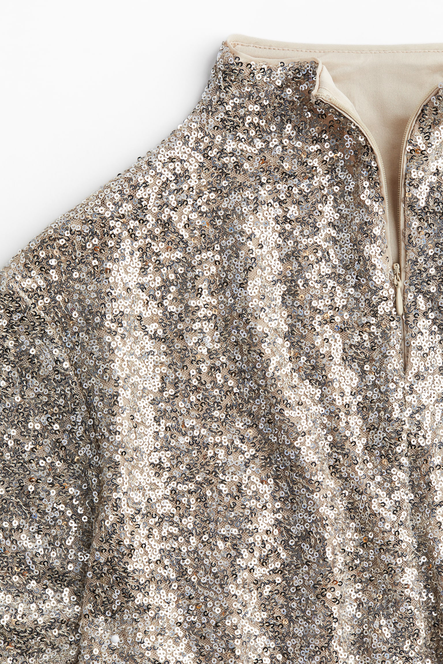 Sequined turtleneck top - Light beige/Silver-coloured/Black/Navy blue - 6