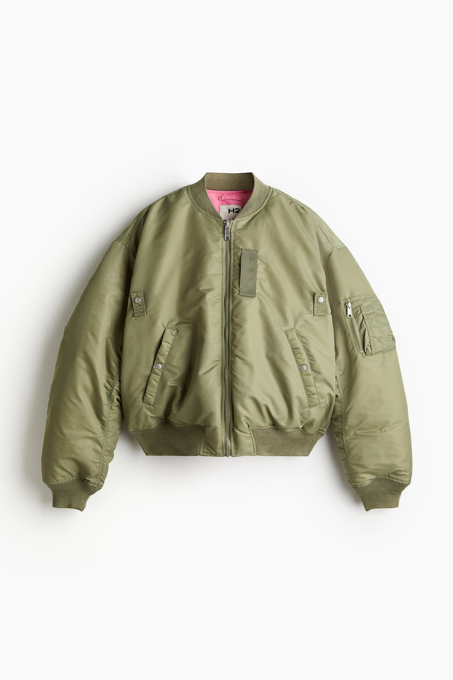 Reversible bomber jacket - Khaki green/Pink - 2