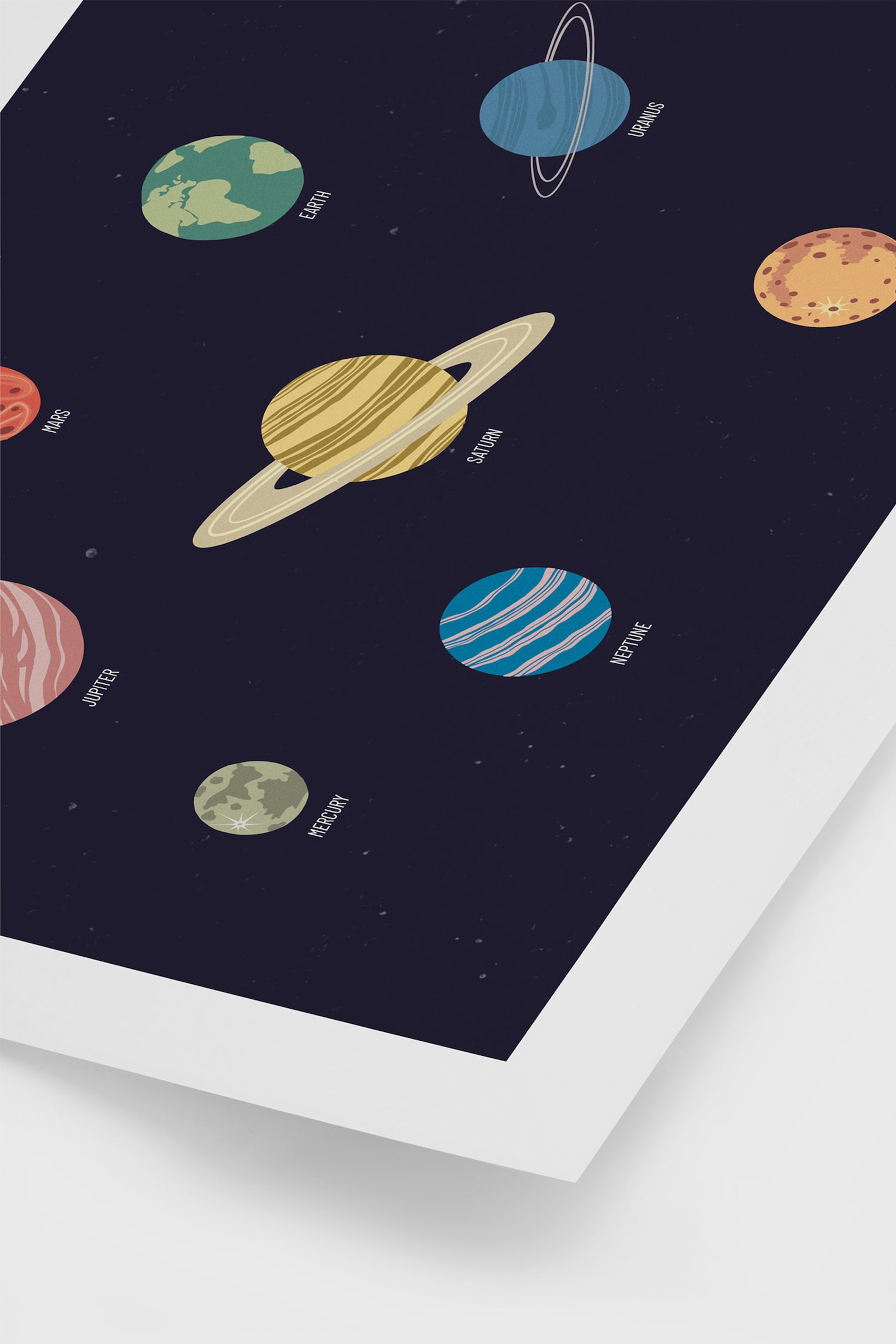 Kids Solar System Poster - Blue/green/orange/red - 2