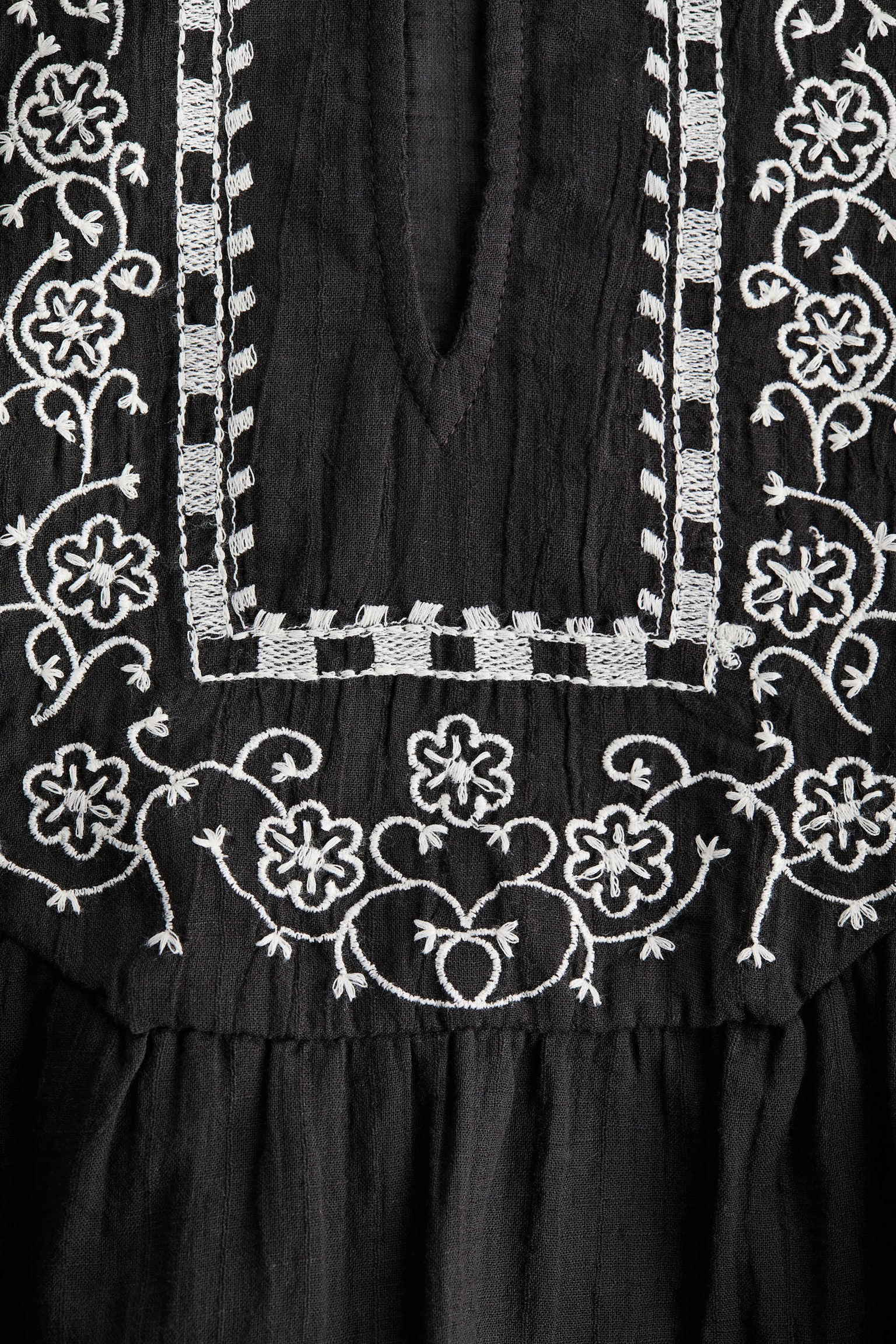 Embroidered tunic dress - Dark grey/Flowers/Dark brown/Flowers - 3